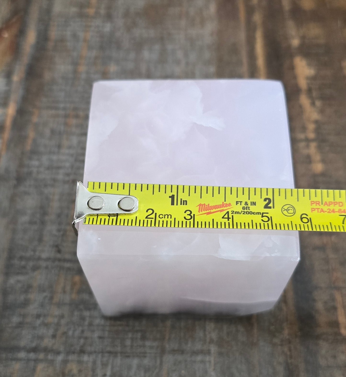 S0168 Smokey Pink Mangano Calcite Floating Cube