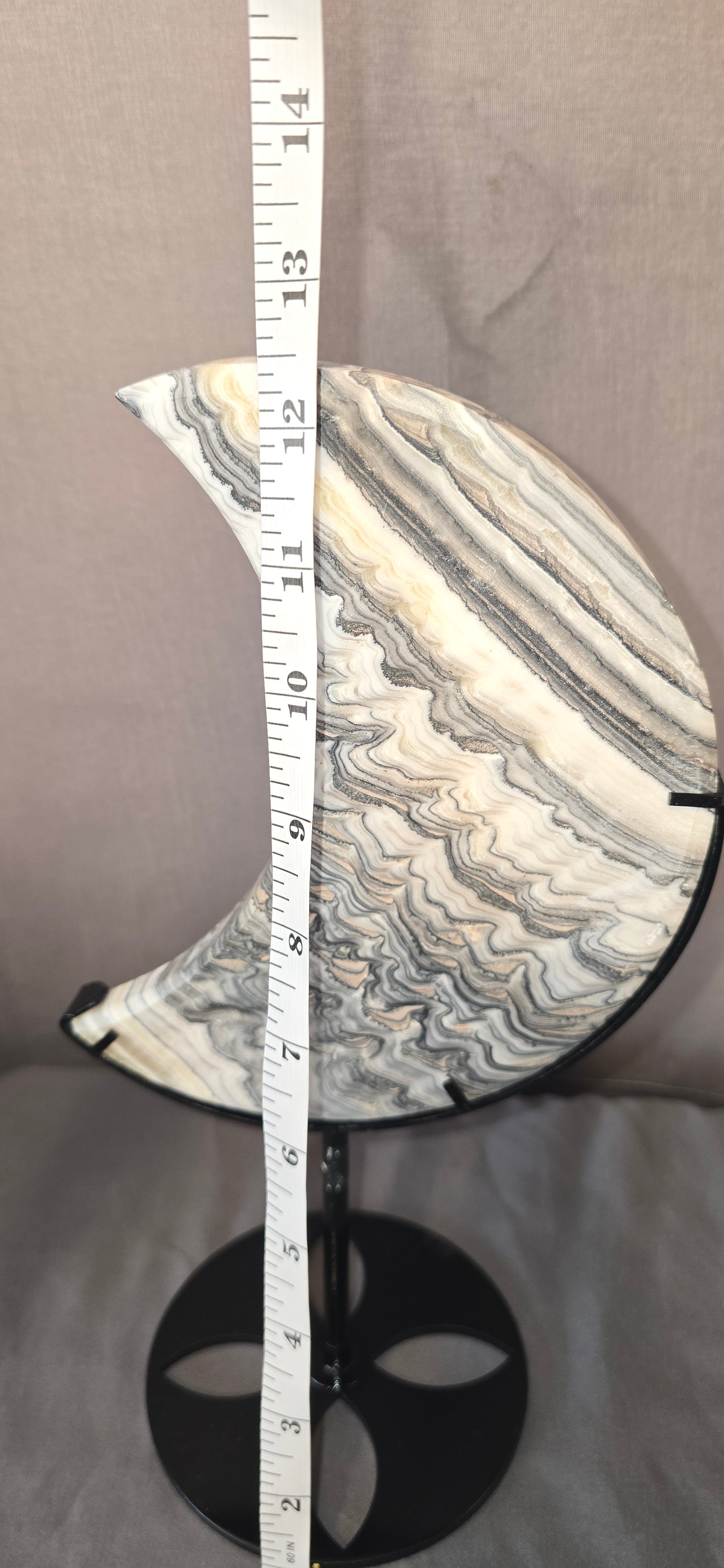 Zebra Calcite Moon & stand