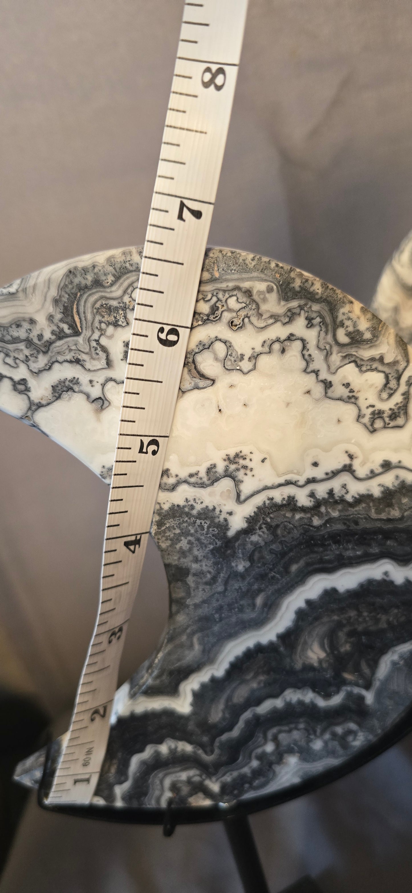 Zebra Calcite Moon w/stand