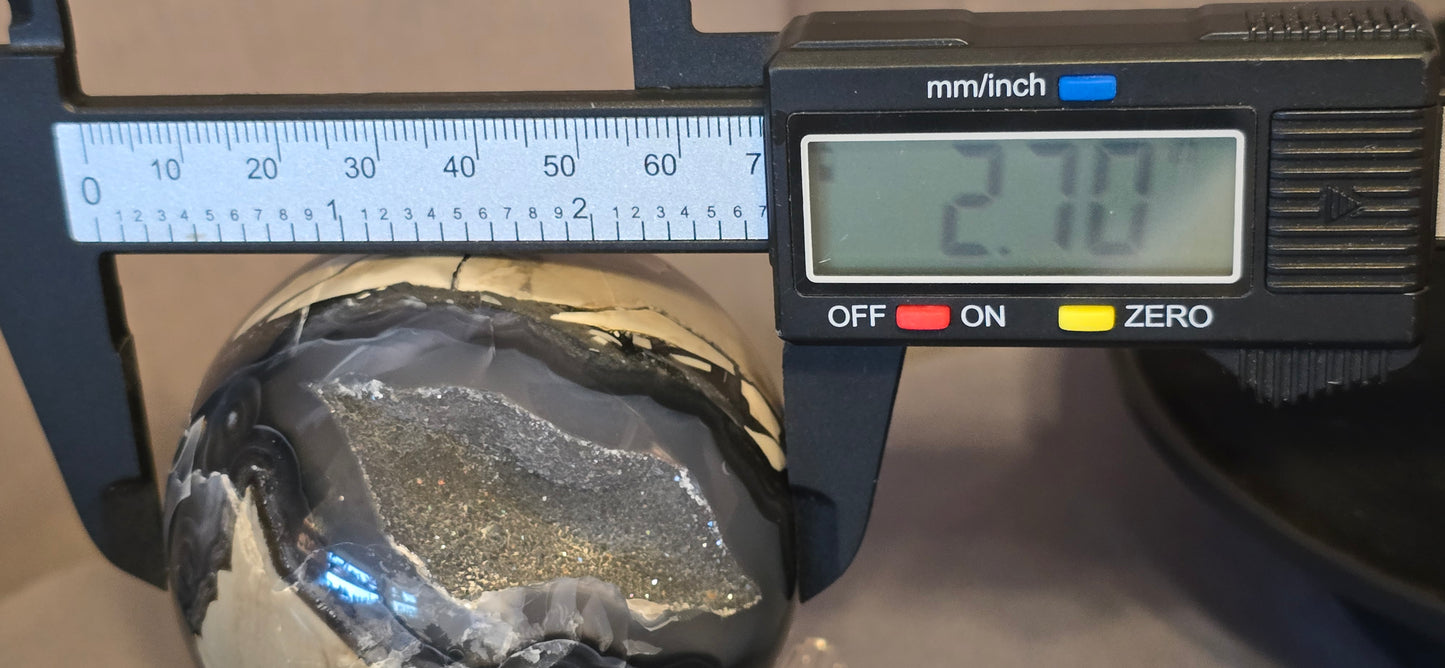 Volcanic Agate Sphere with druzy