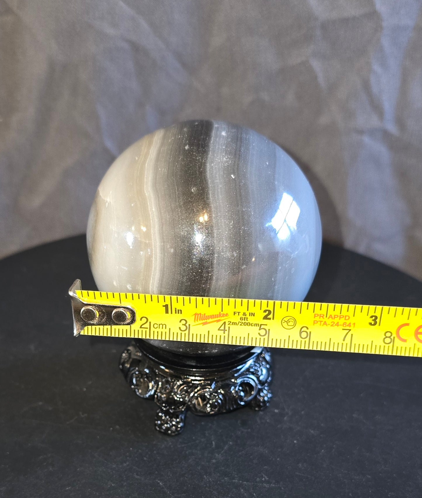 S0276 Black Banded Onyx Sphere