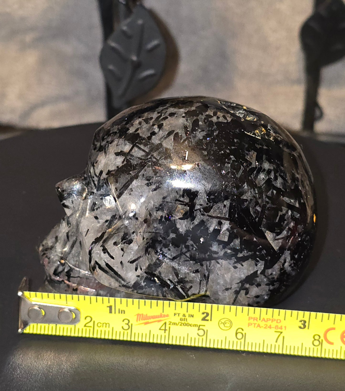 S0066 Tourmaline in Quartz Skull
