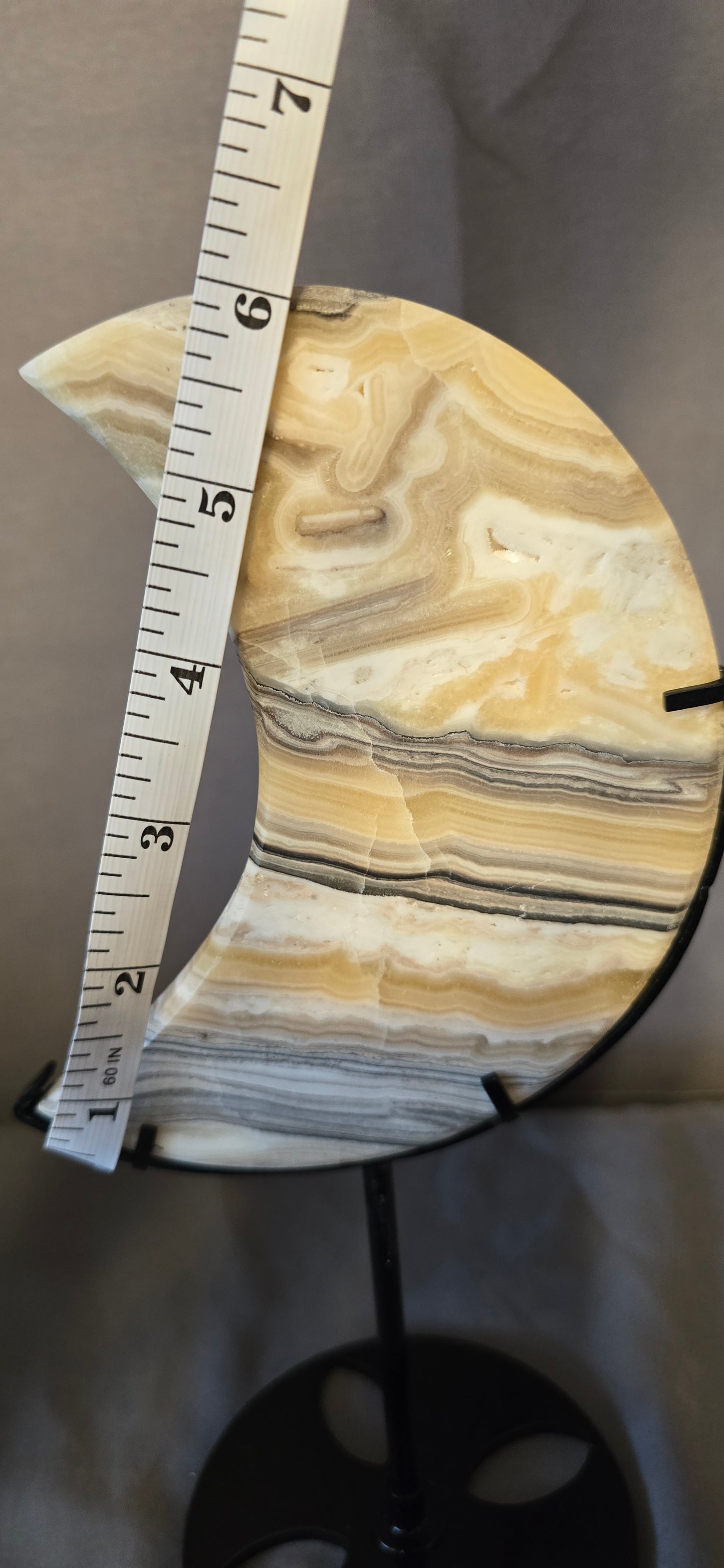 Zebra Calcite Moon w/stand