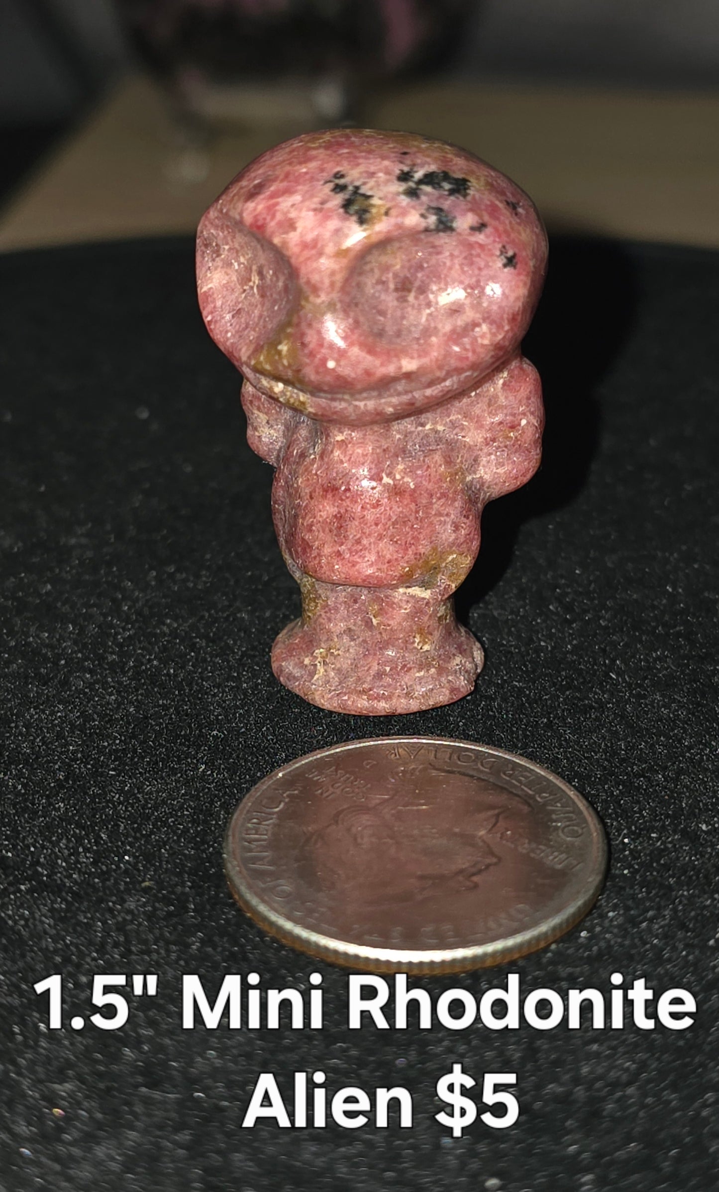 1.5" Mini Rhodonite  Alien