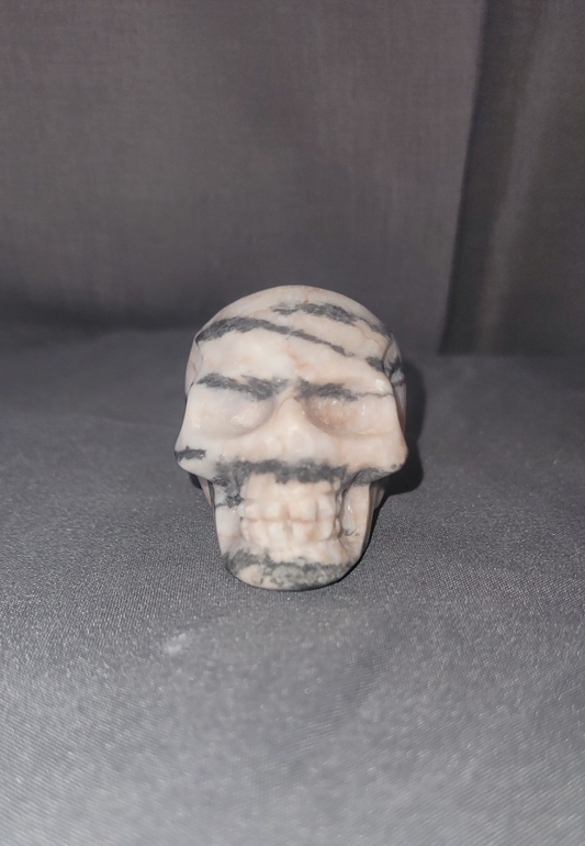 Pink Zebra Opal Skull