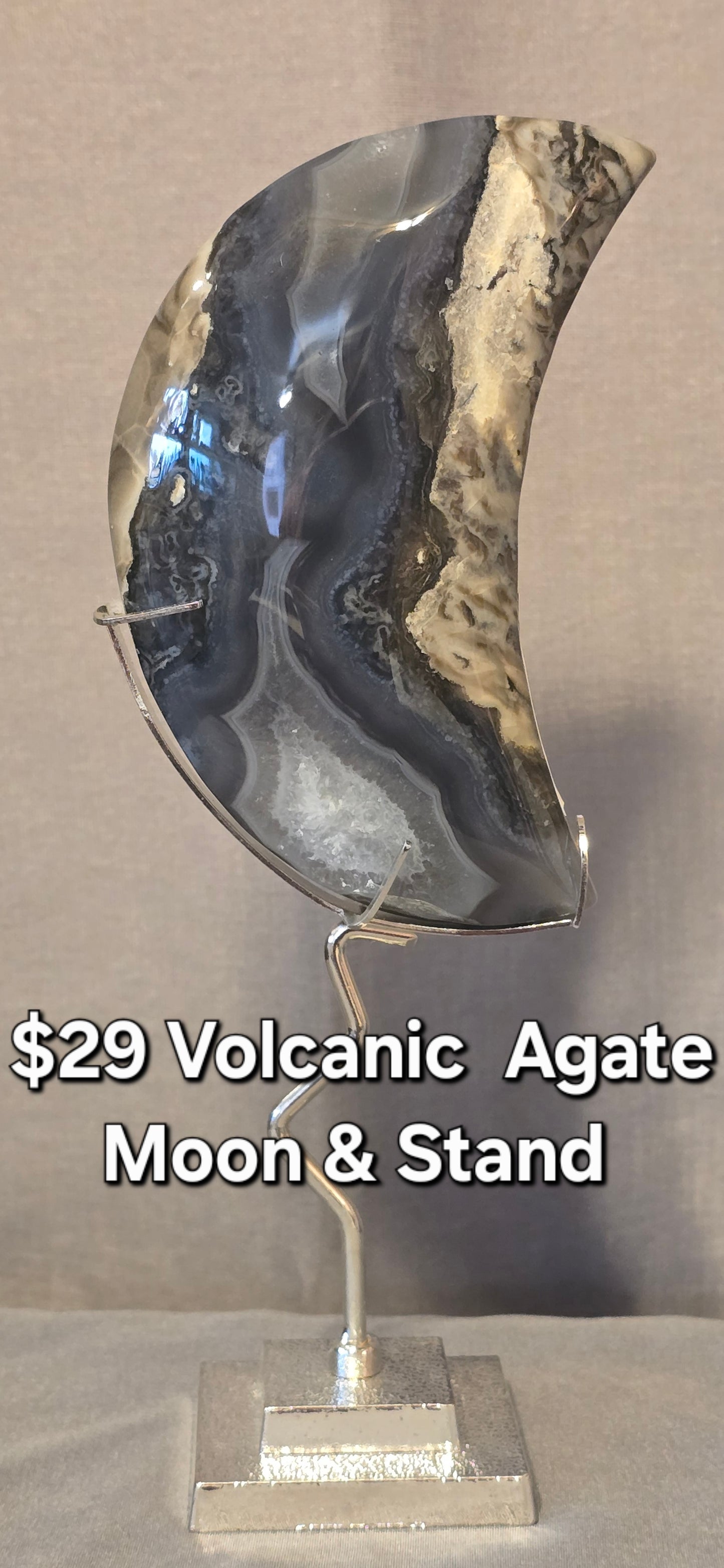 Volcanic Agate Moon & Stand
