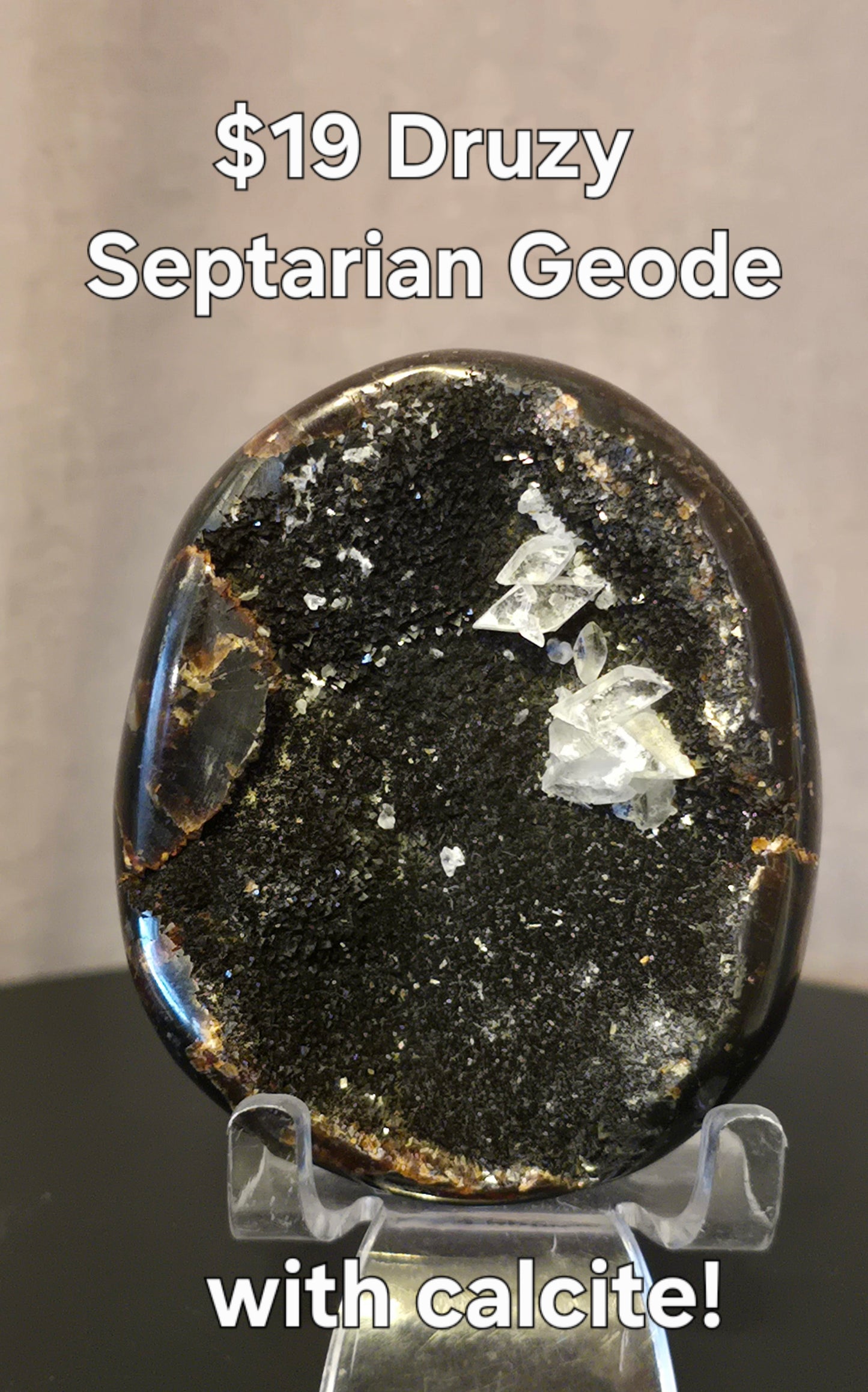 S0384 Druzy Septarian Geode with Calcite