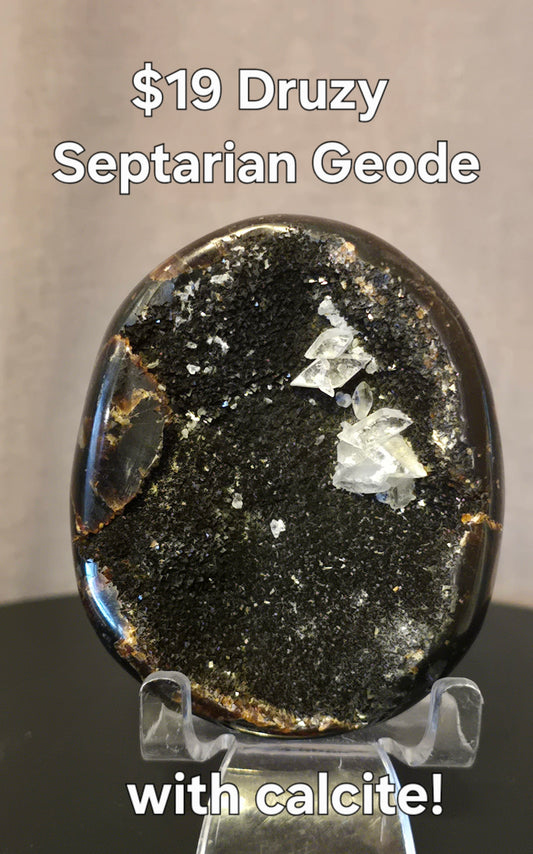 S0384 Druzy Septarian Geode with Calcite