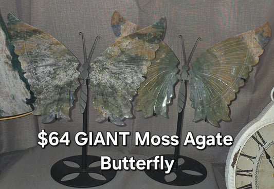 Moss Agate GIANT Butterfly