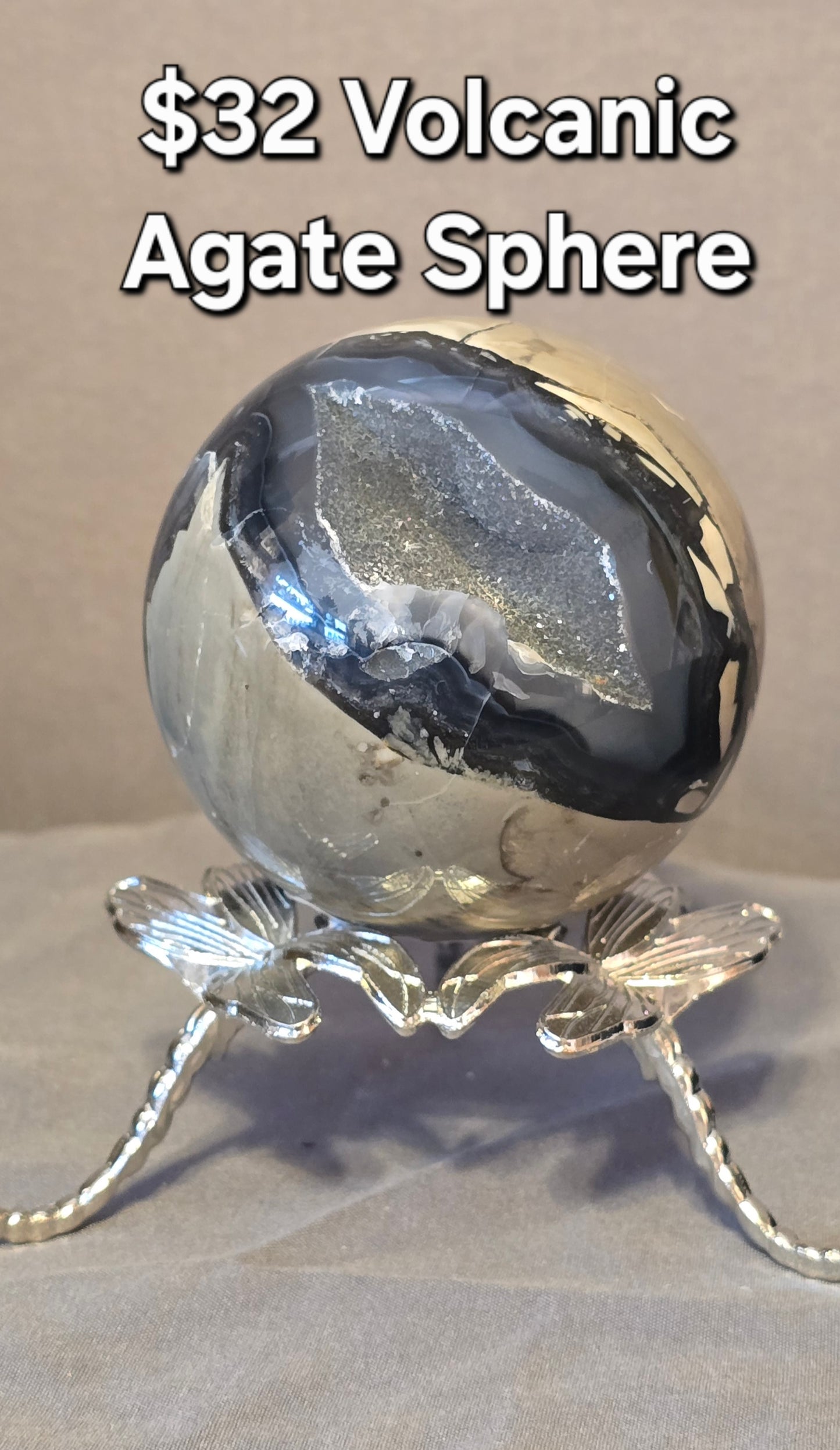 Volcanic Agate Sphere with druzy