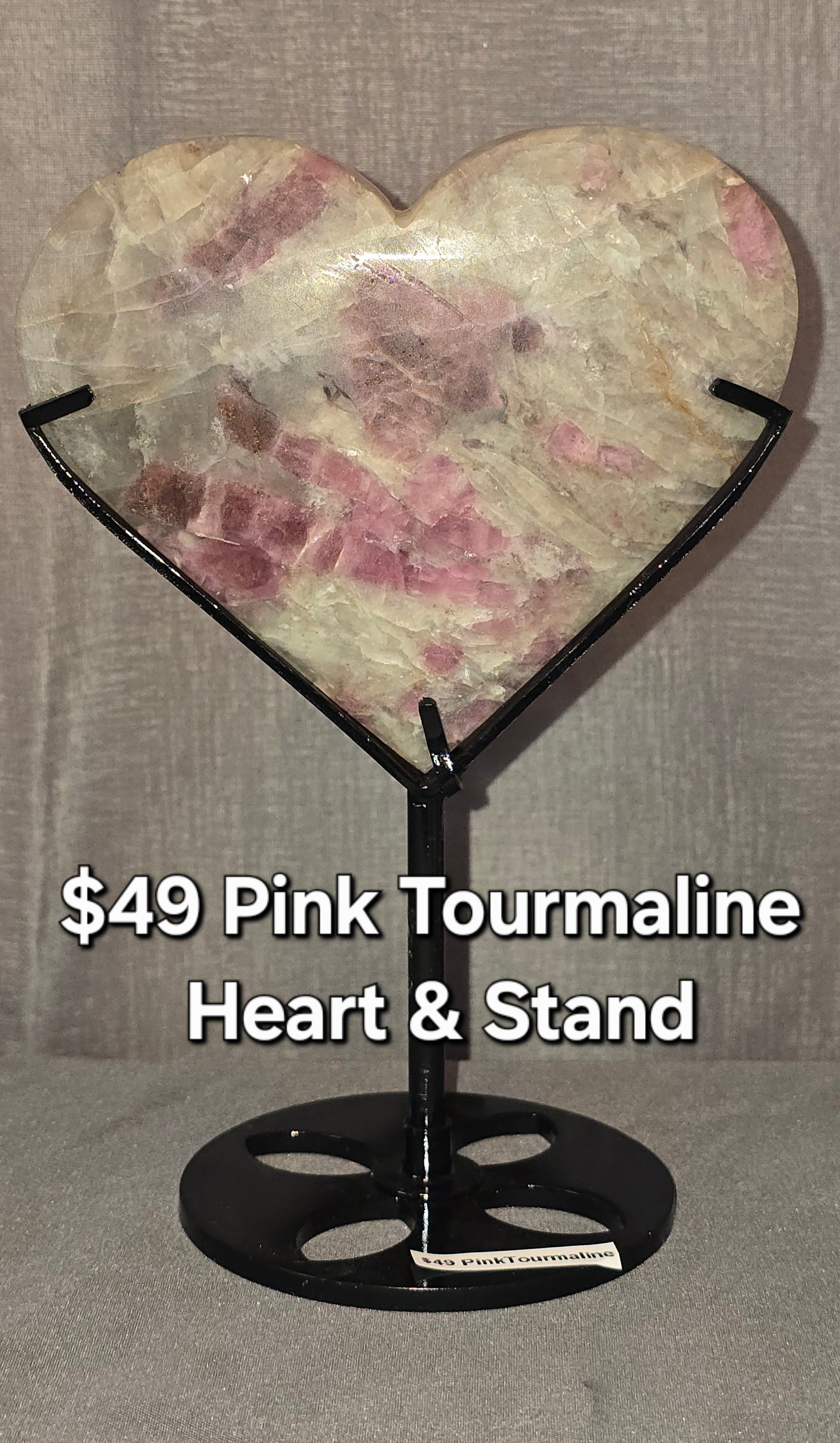 Pink Tourmaline Heart & Stand