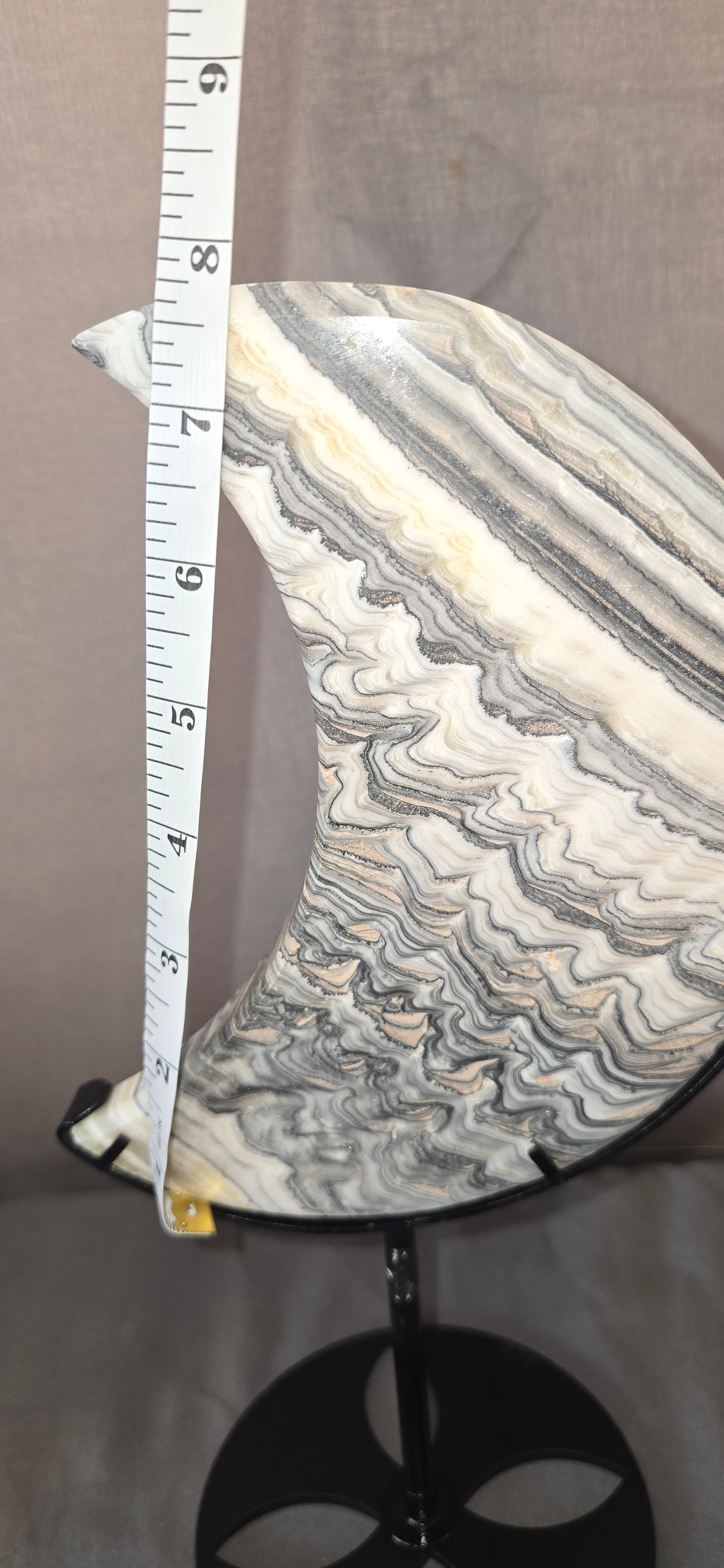 Zebra Calcite Moon & stand