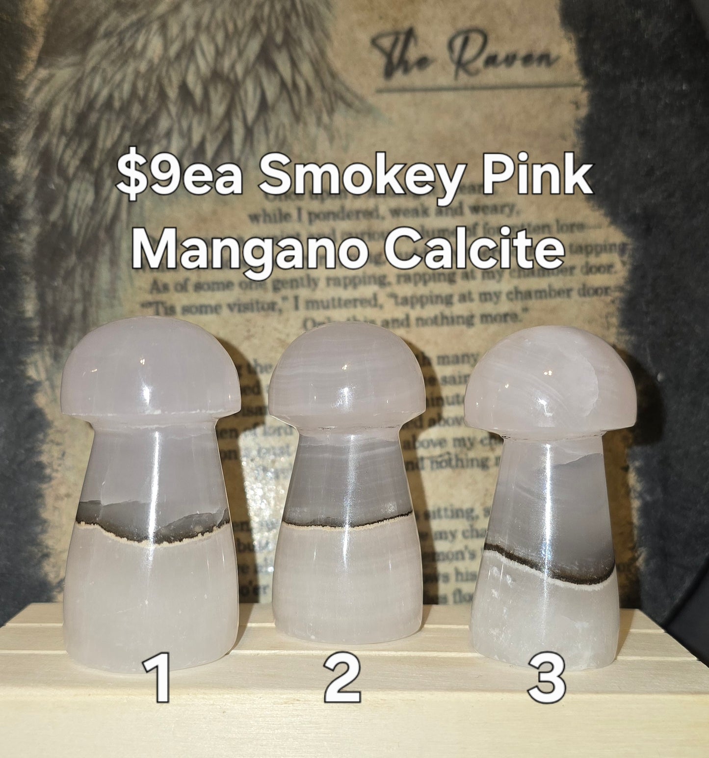 S0187 Smokey Pink Mangano Calcite Mushroom