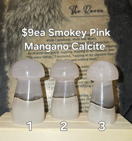 S0187 Smokey Pink Mangano Calcite Mushroom