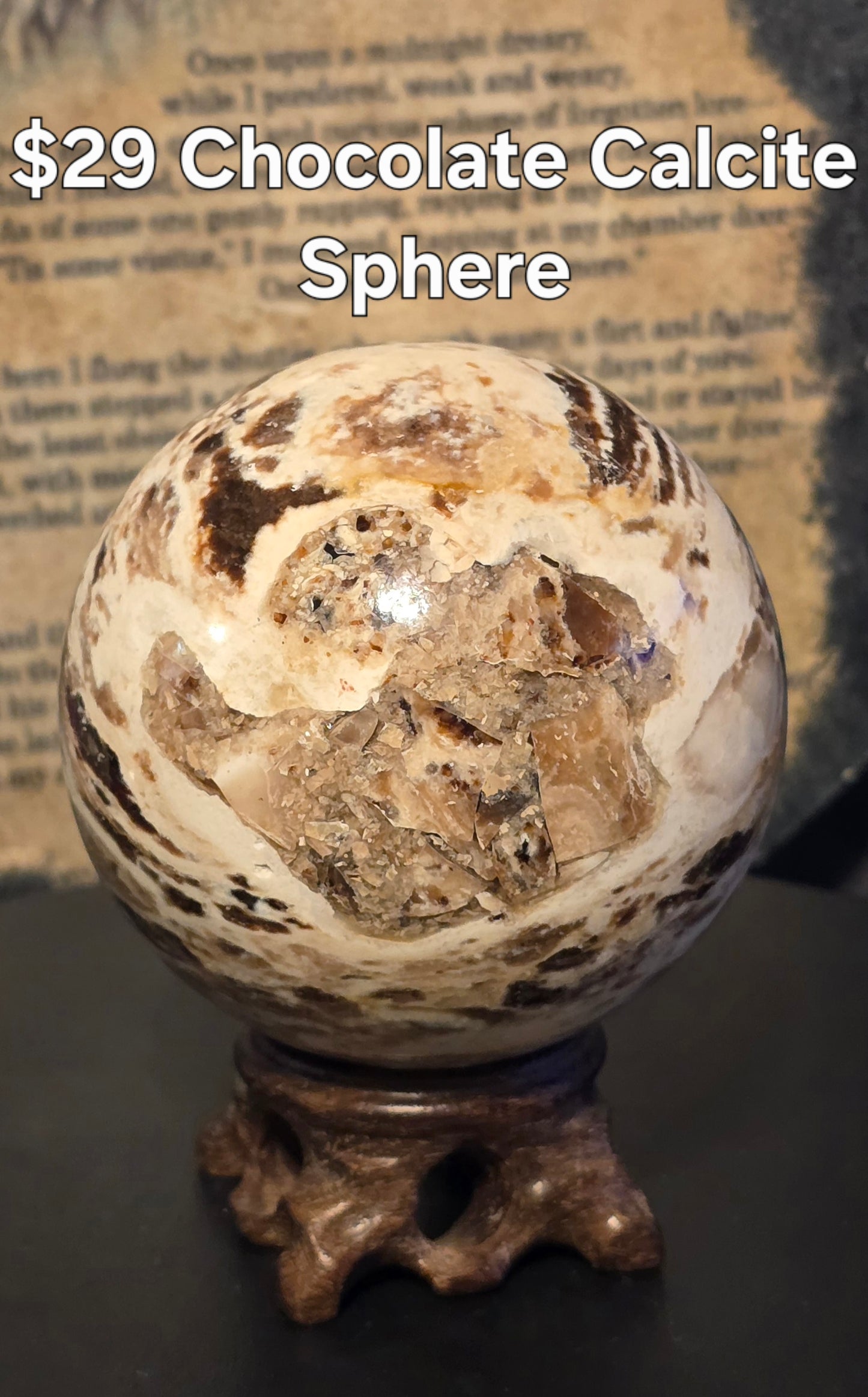 S0221 Chocolate Calcite Sphere
