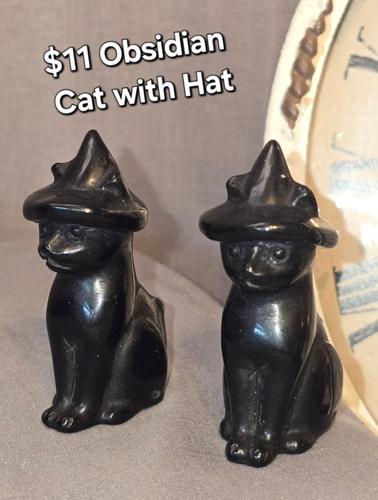Obsidian Cat with hat