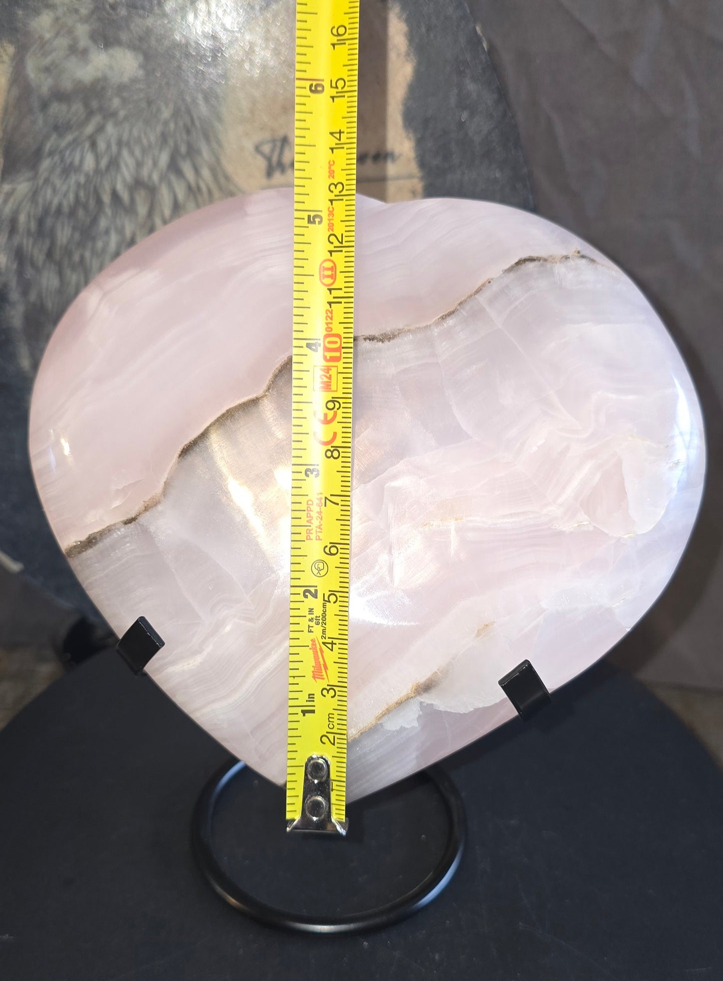S0211 Smokey Pink Mangano Calcite Heart