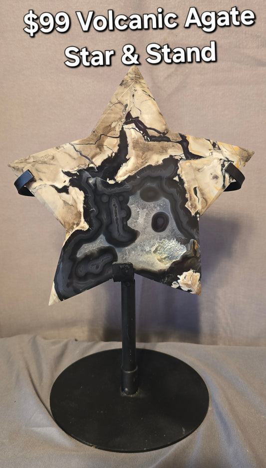 Volcanic Agate Star  & Stand