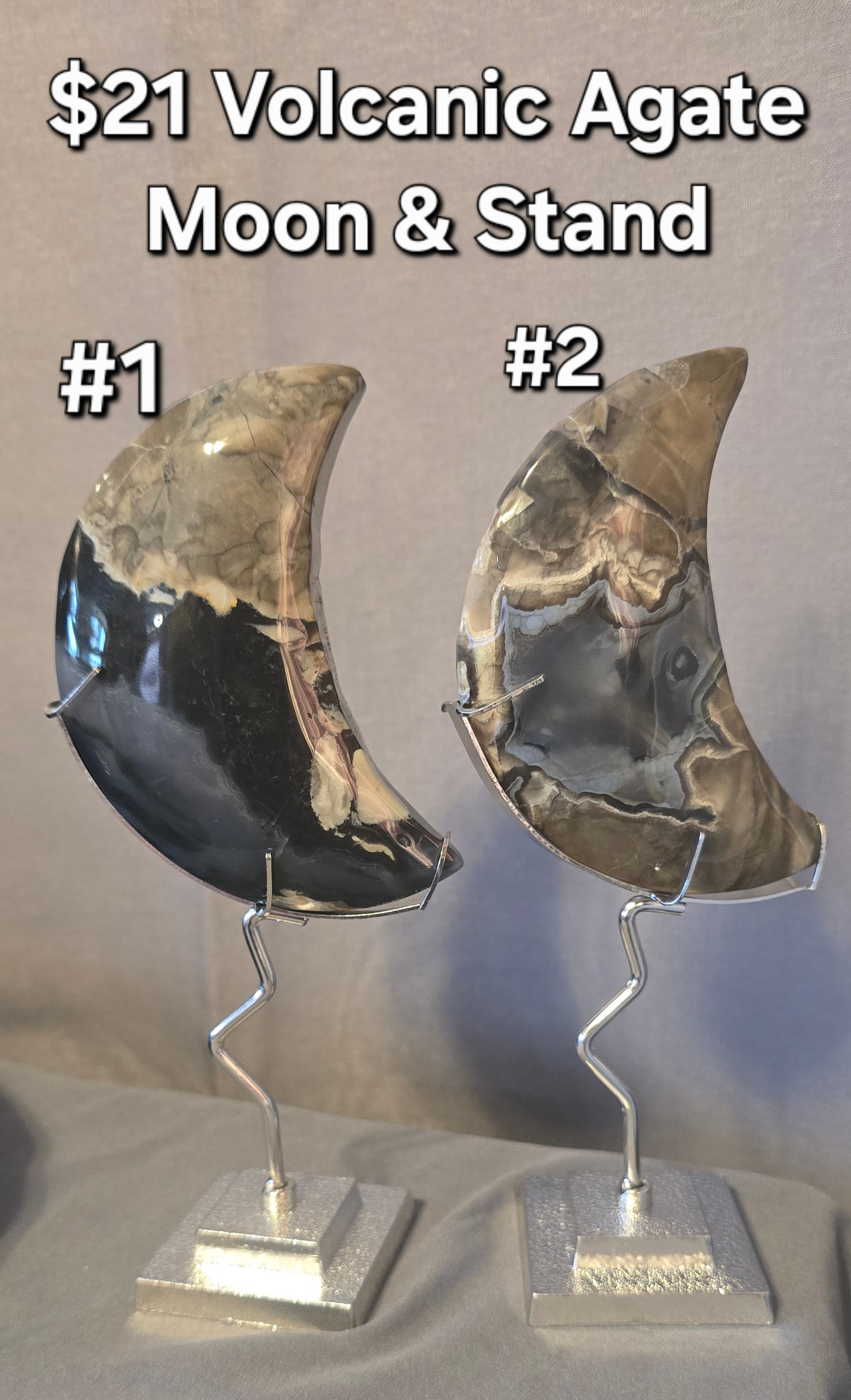 Volcanic Agate Moon & Stand