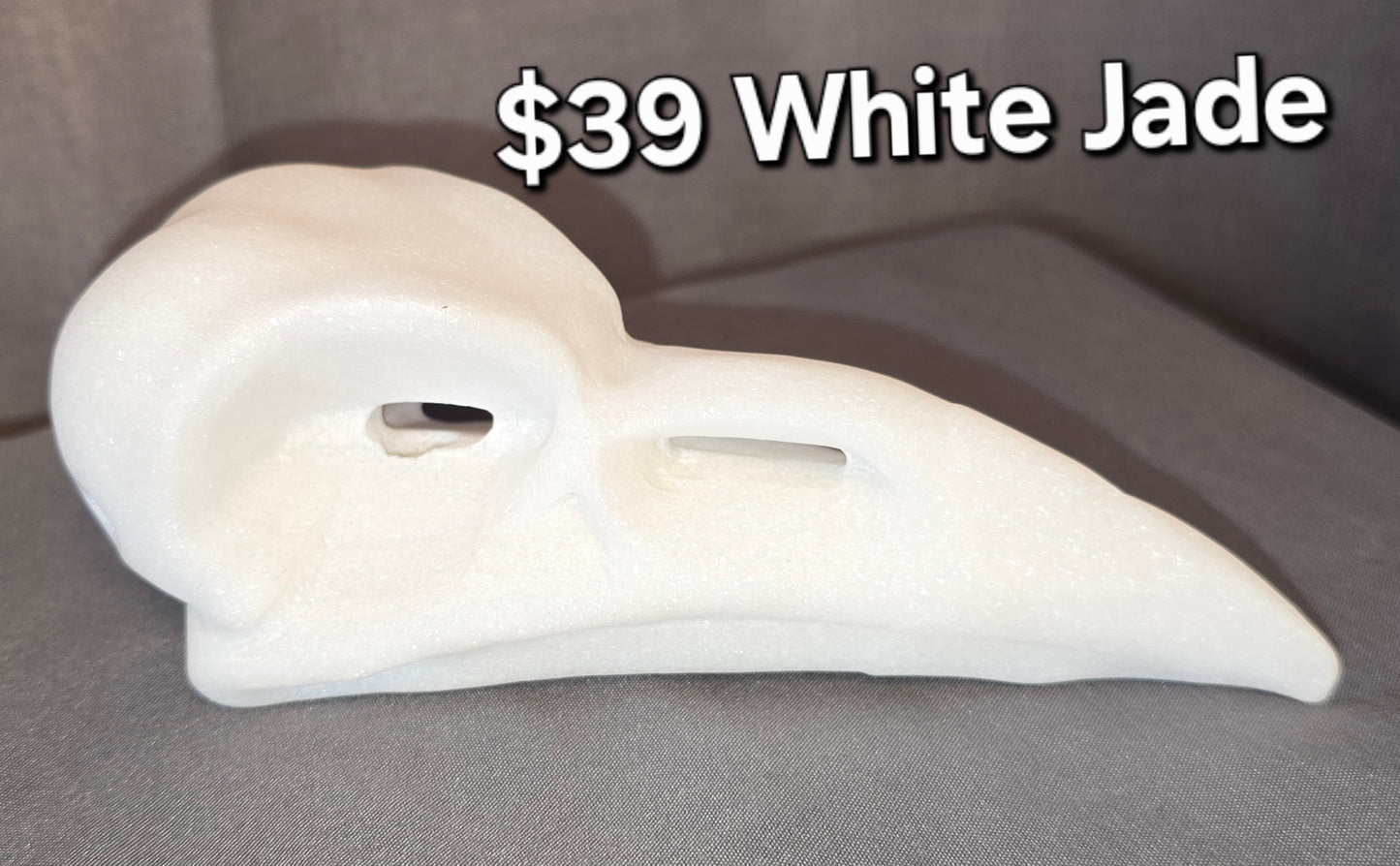 White Jade Raven Skull
