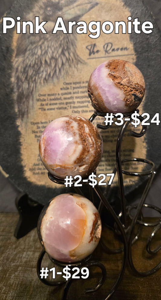 S0175 Pink Aragonite Sphere #2