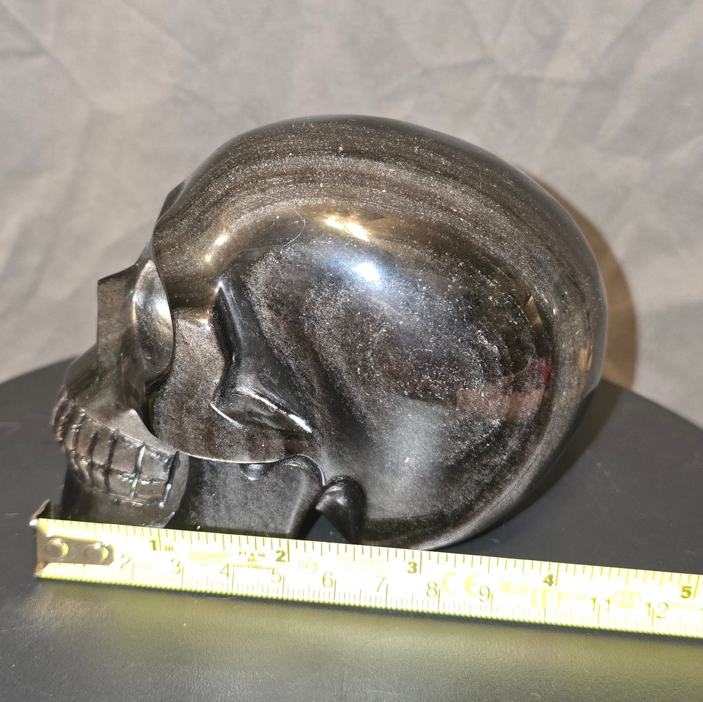 S0079 Silver Obsidian Skull