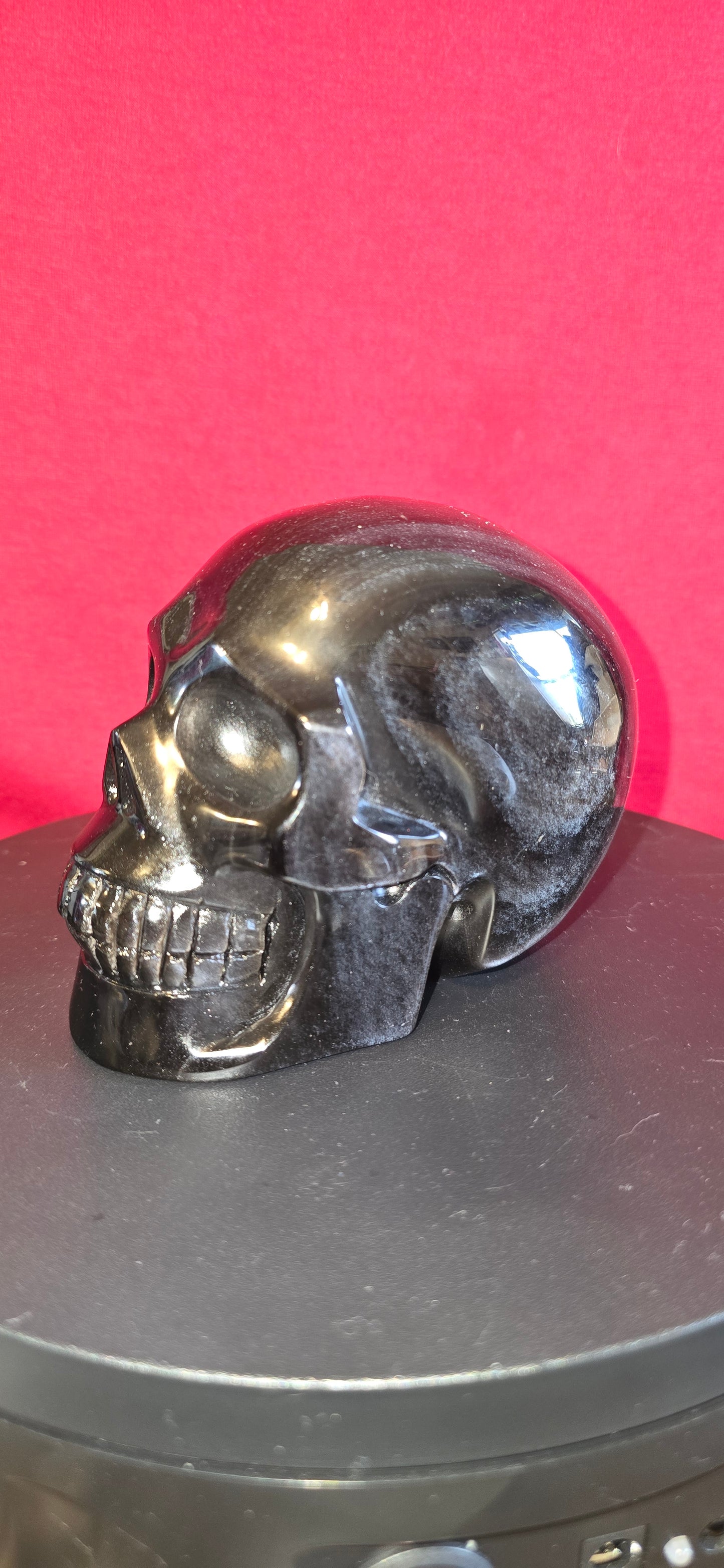 S0079 Silver Obsidian Skull
