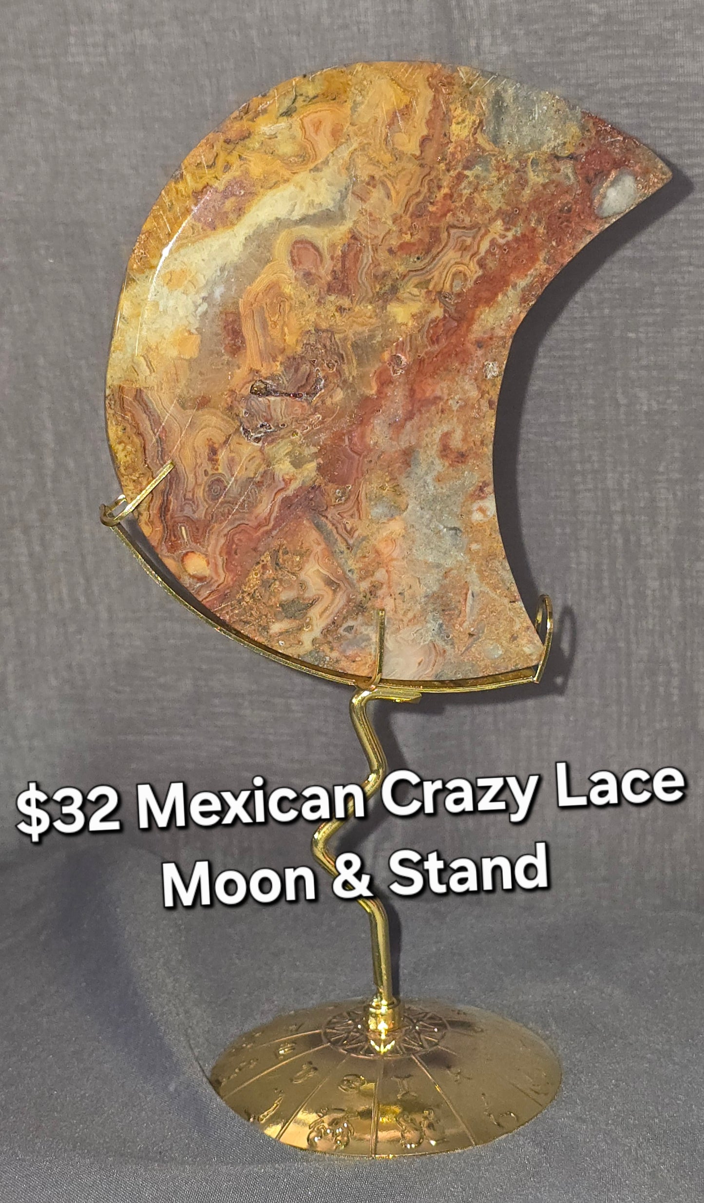 Mexican Crazy Lace Moon & Stand