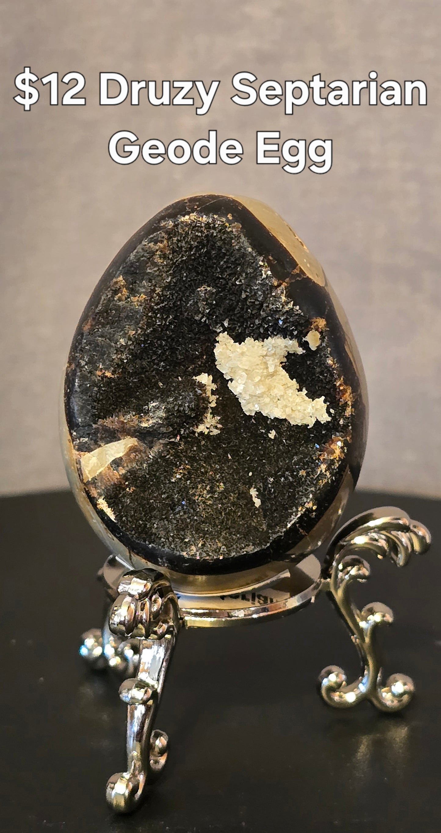 S0385 Druzy Septarian Geode Egg