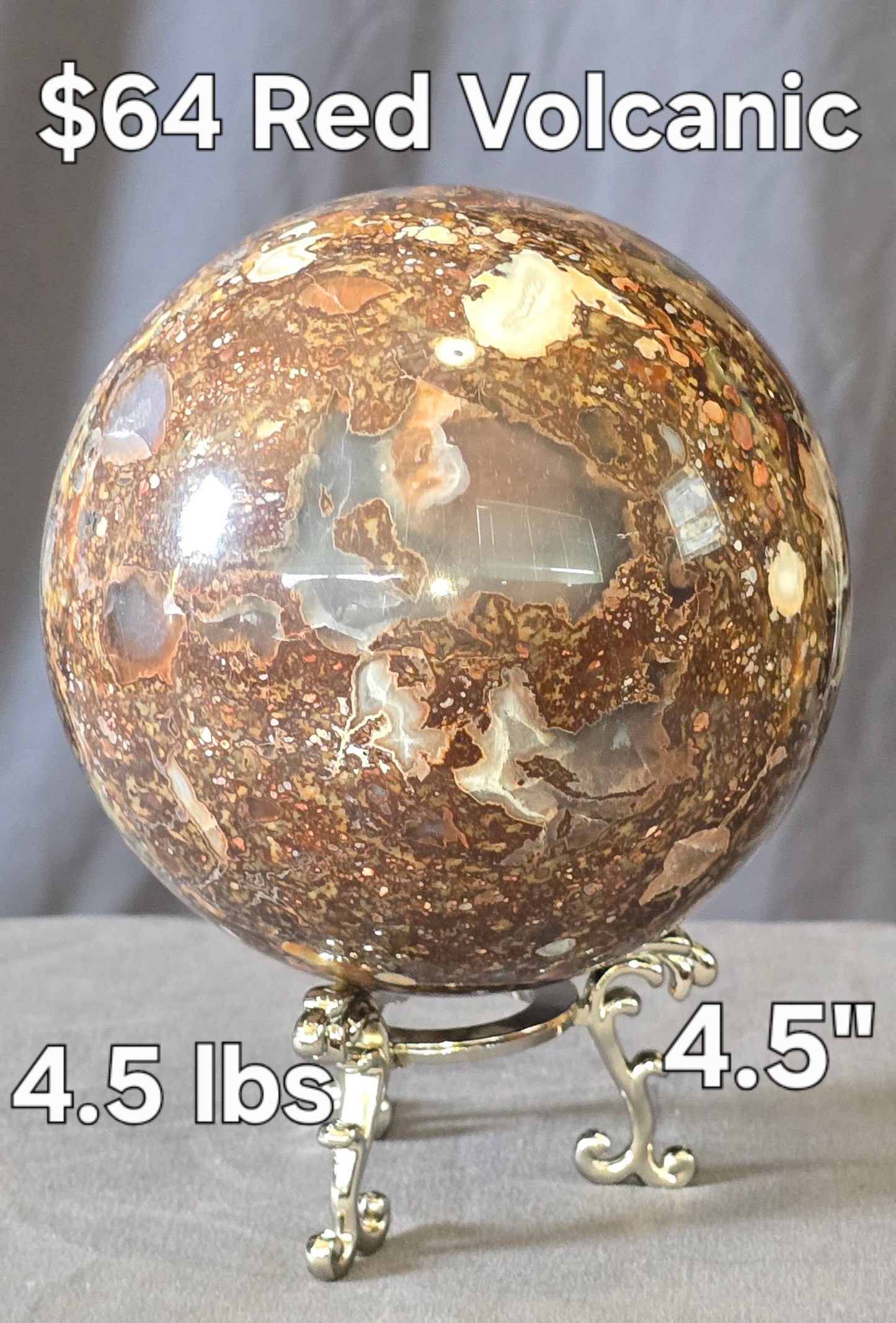 S0472 Red Volcanic Agate Sphere