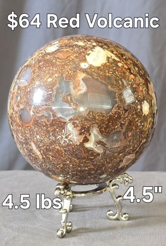 S0472 Red Volcanic Agate Sphere