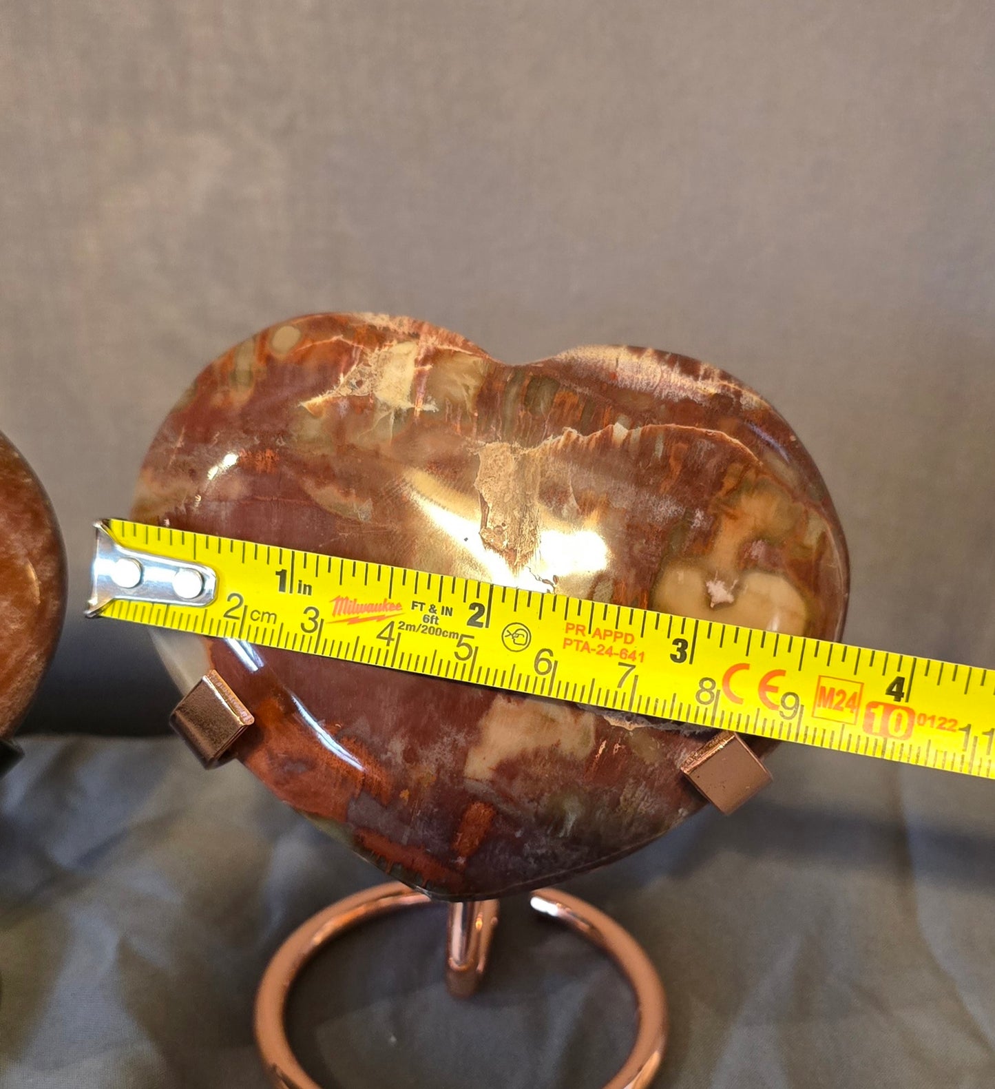 S0352 Petrified Wood Heart & Stand