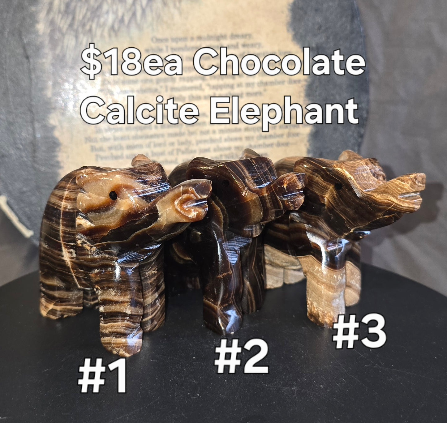 S0213 Chocolate Calcite Elephant