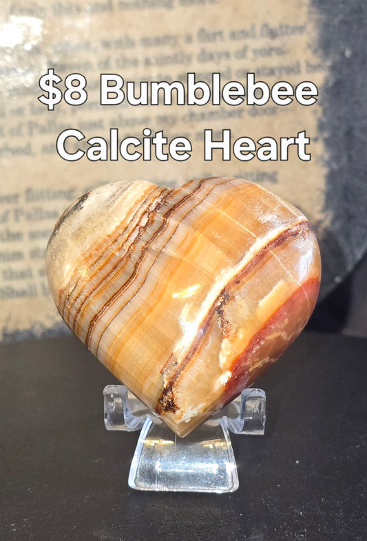 S0210 Bumblebee Calcite Heart