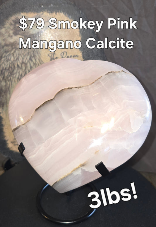 S0211 Smokey Pink Mangano Calcite Heart