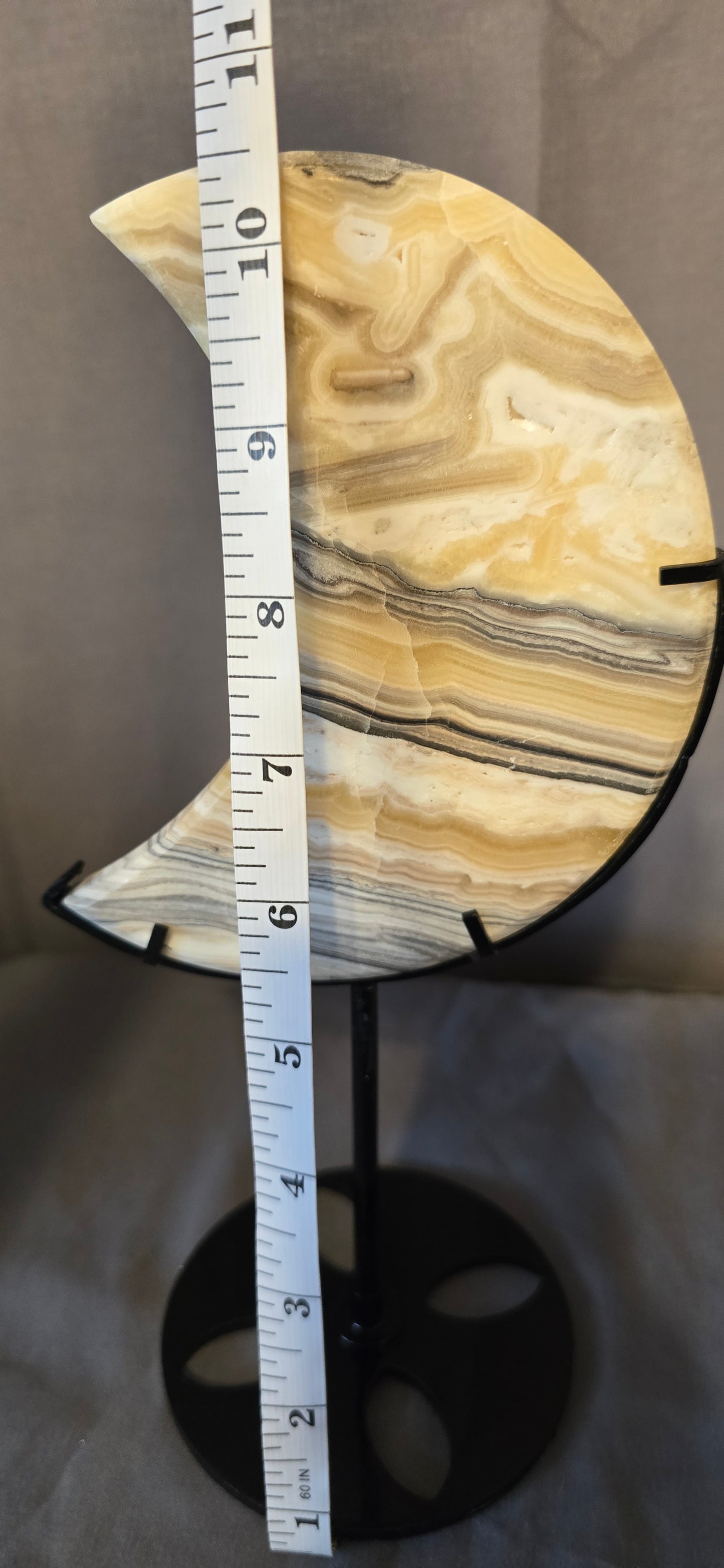 Zebra Calcite Moon w/stand