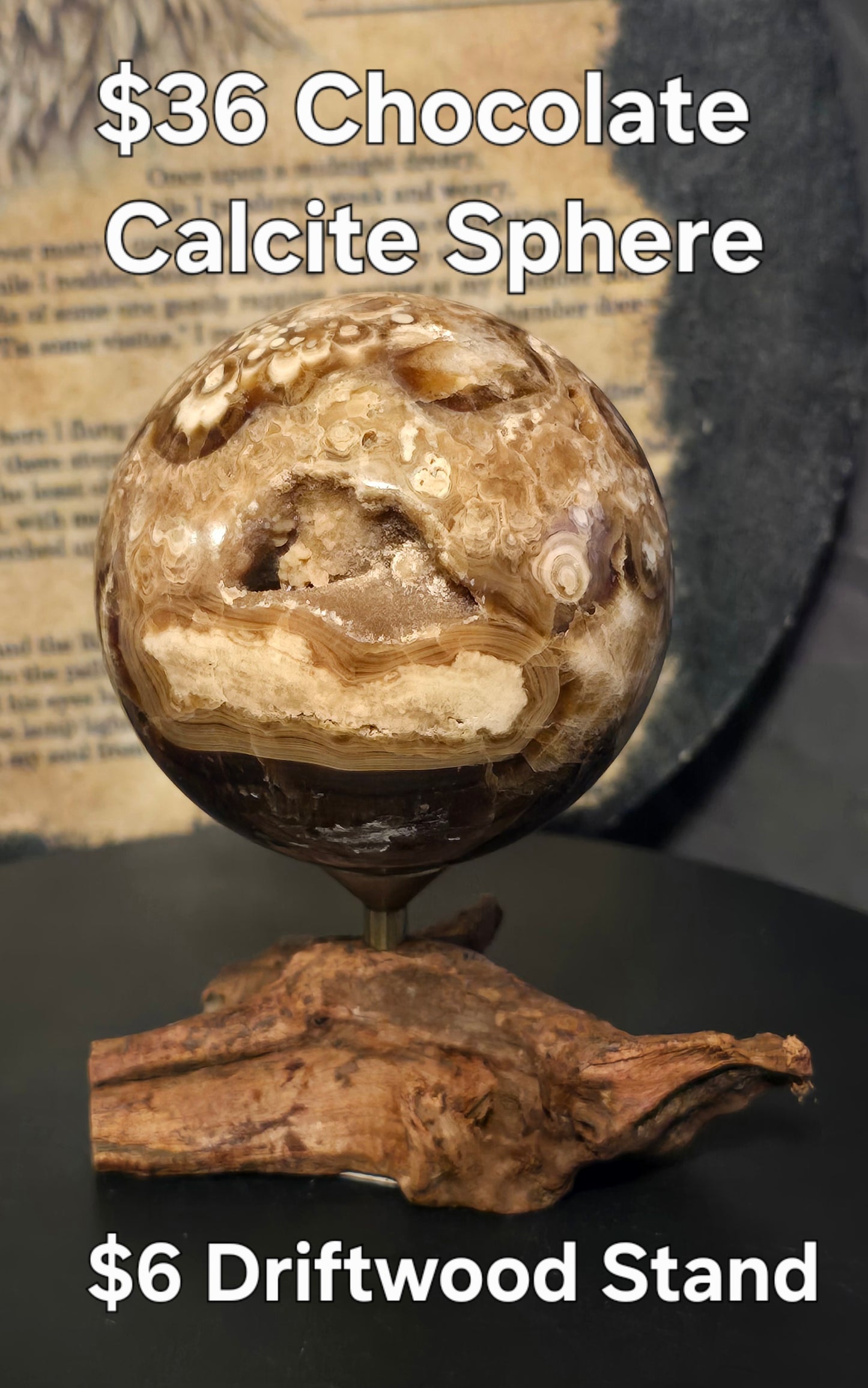 S0222 Chocolate Calcite Sphere