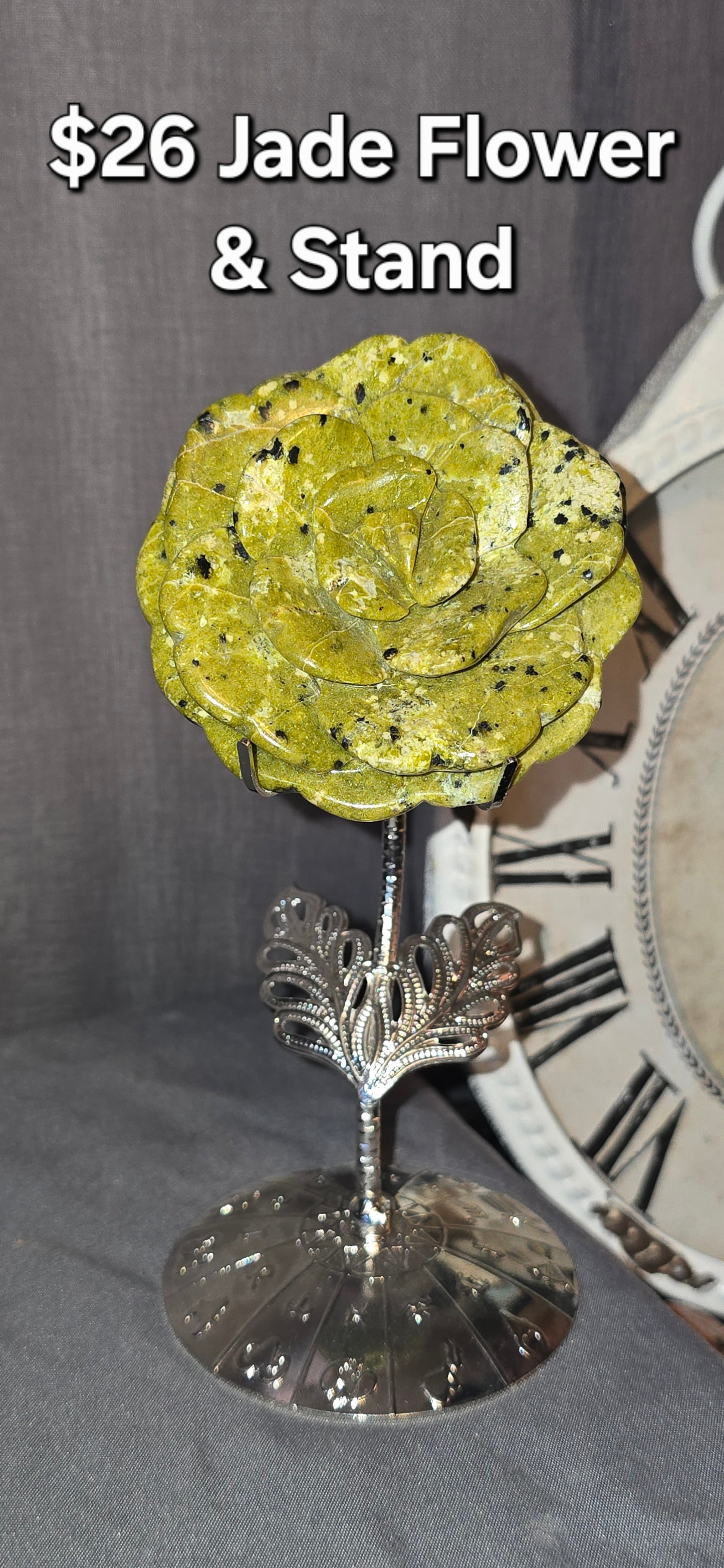 Green Jade Flower & Stand