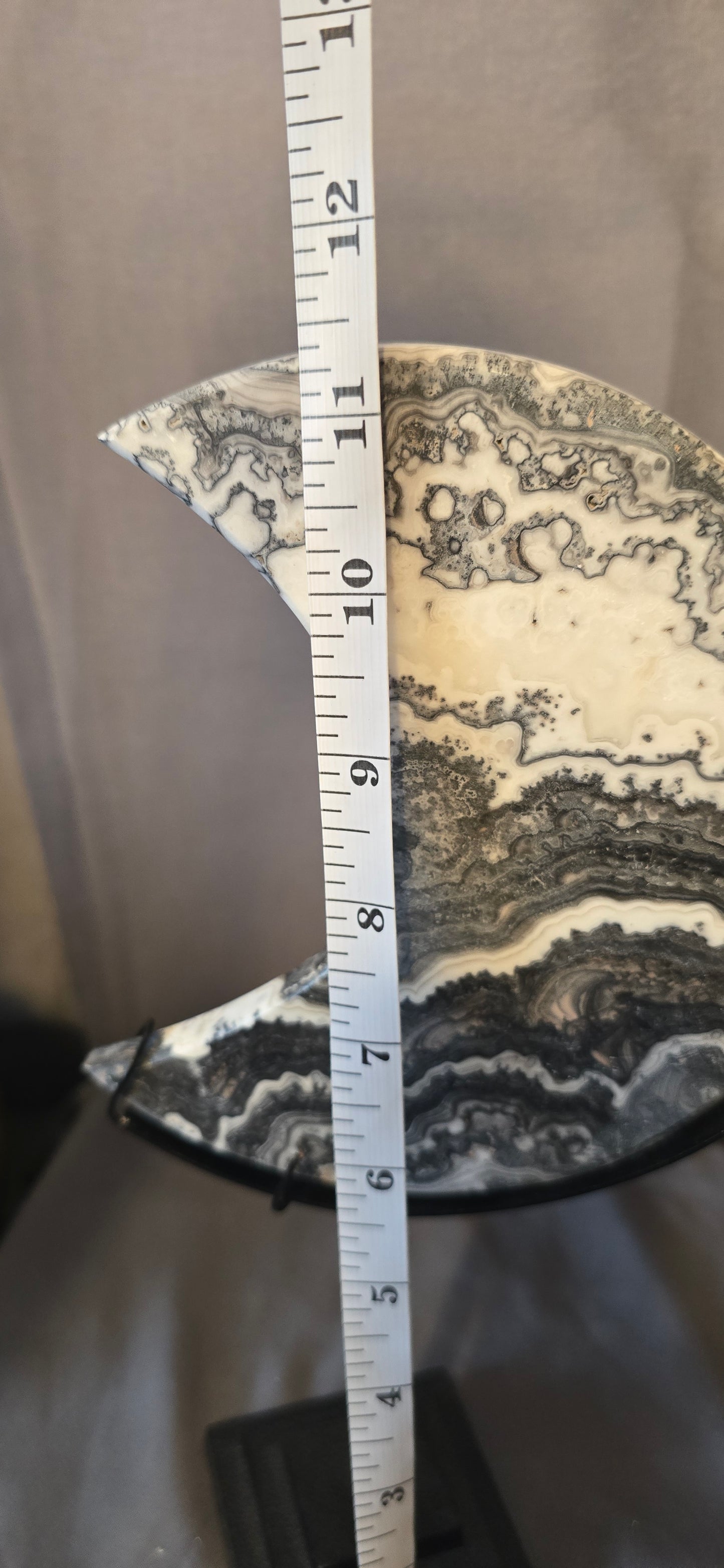 Zebra Calcite Moon w/stand