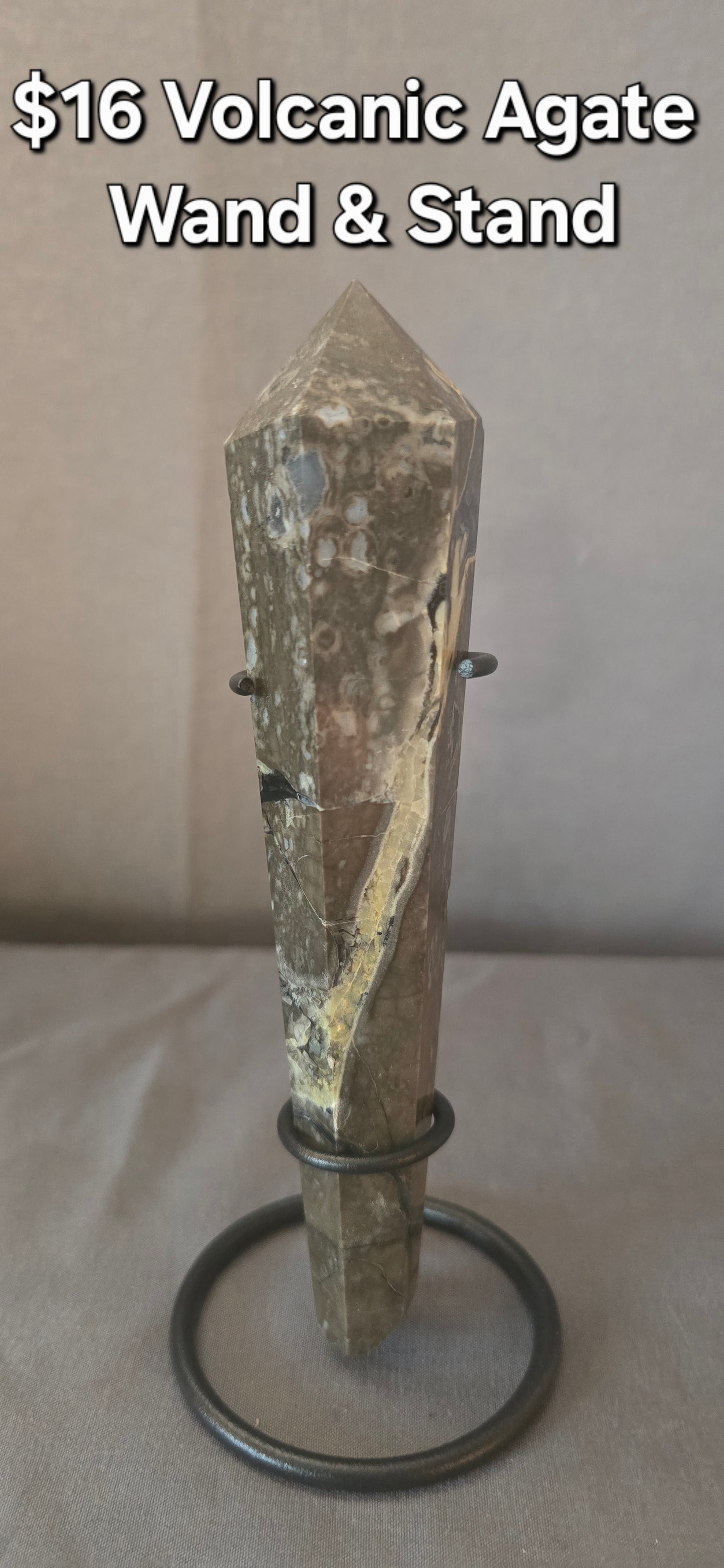 Volcanic Agate Wand & Stand