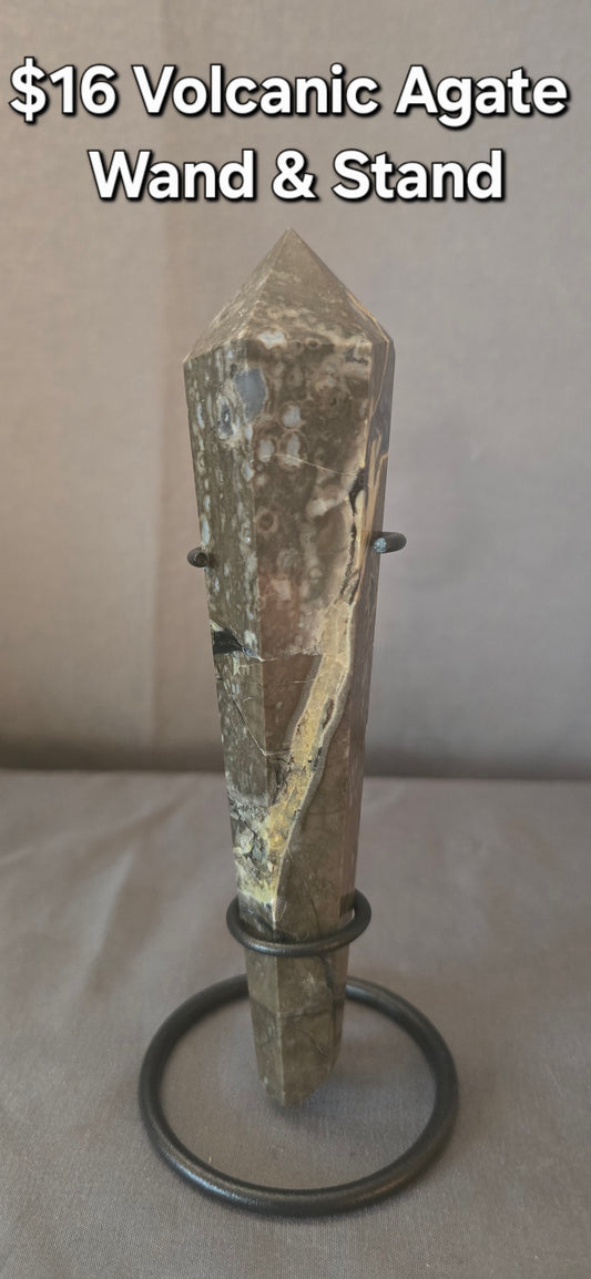 Volcanic Agate Wand & Stand