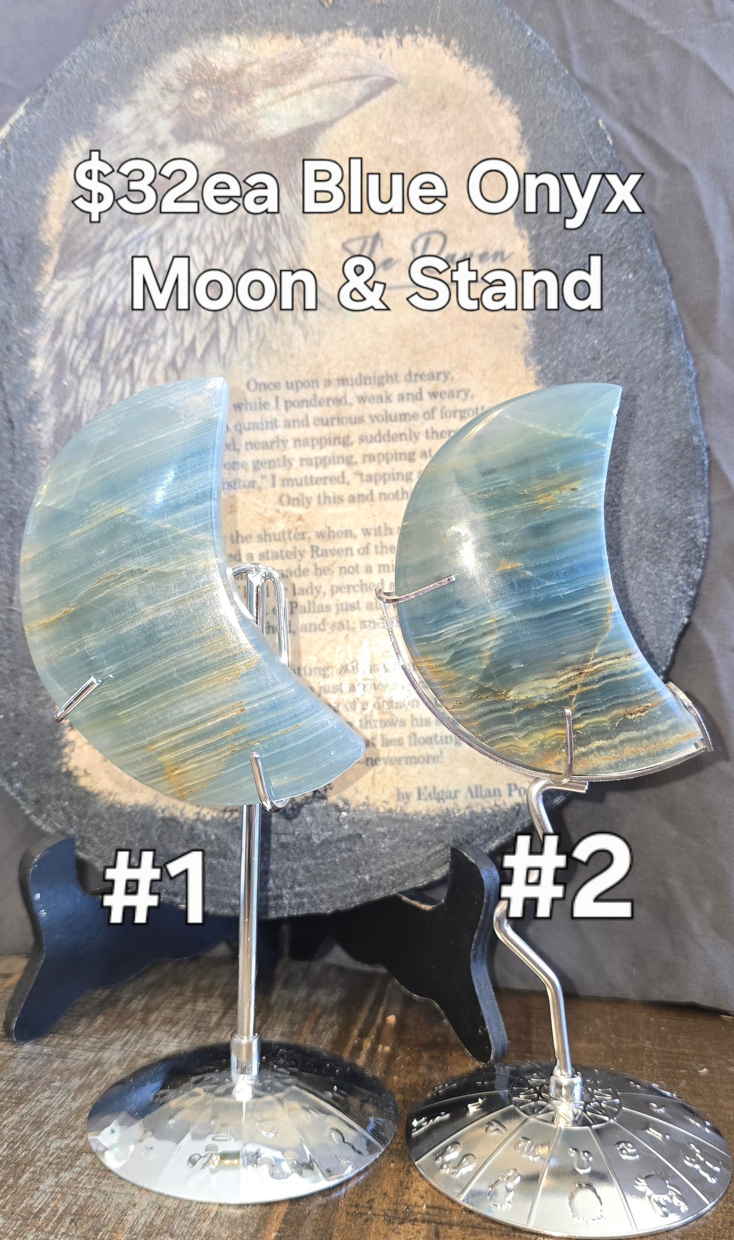 S0200 Blue Onyx Moon & Stand