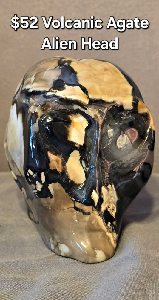 Volcanic Agate Alien Head