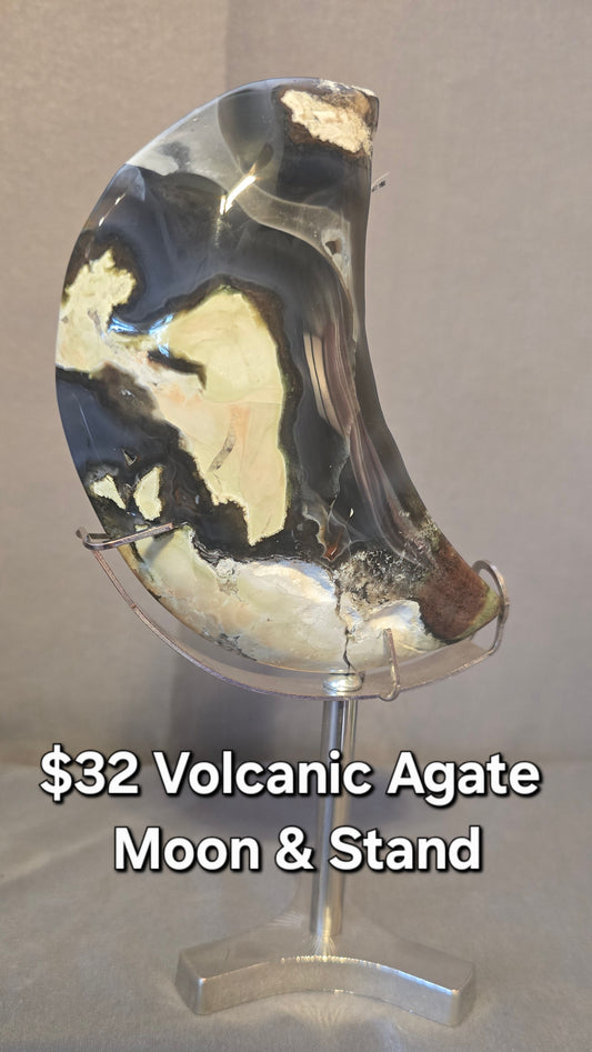 Volcanic Agate Moon & Stand
