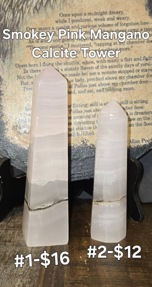 S0183 Smokey Pink Mangano Calcite Tower