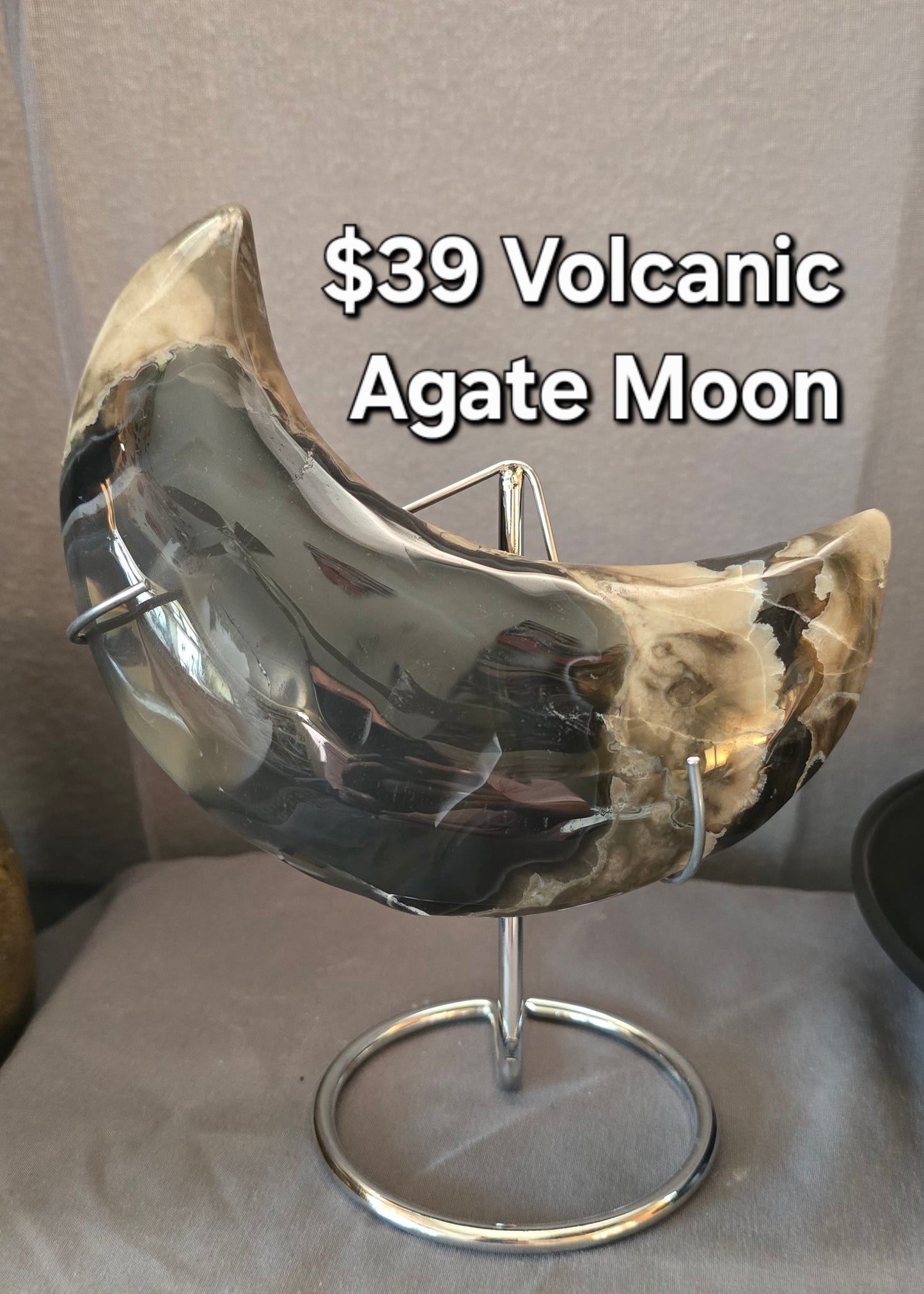 Volcanic Agate Moon & Stand
