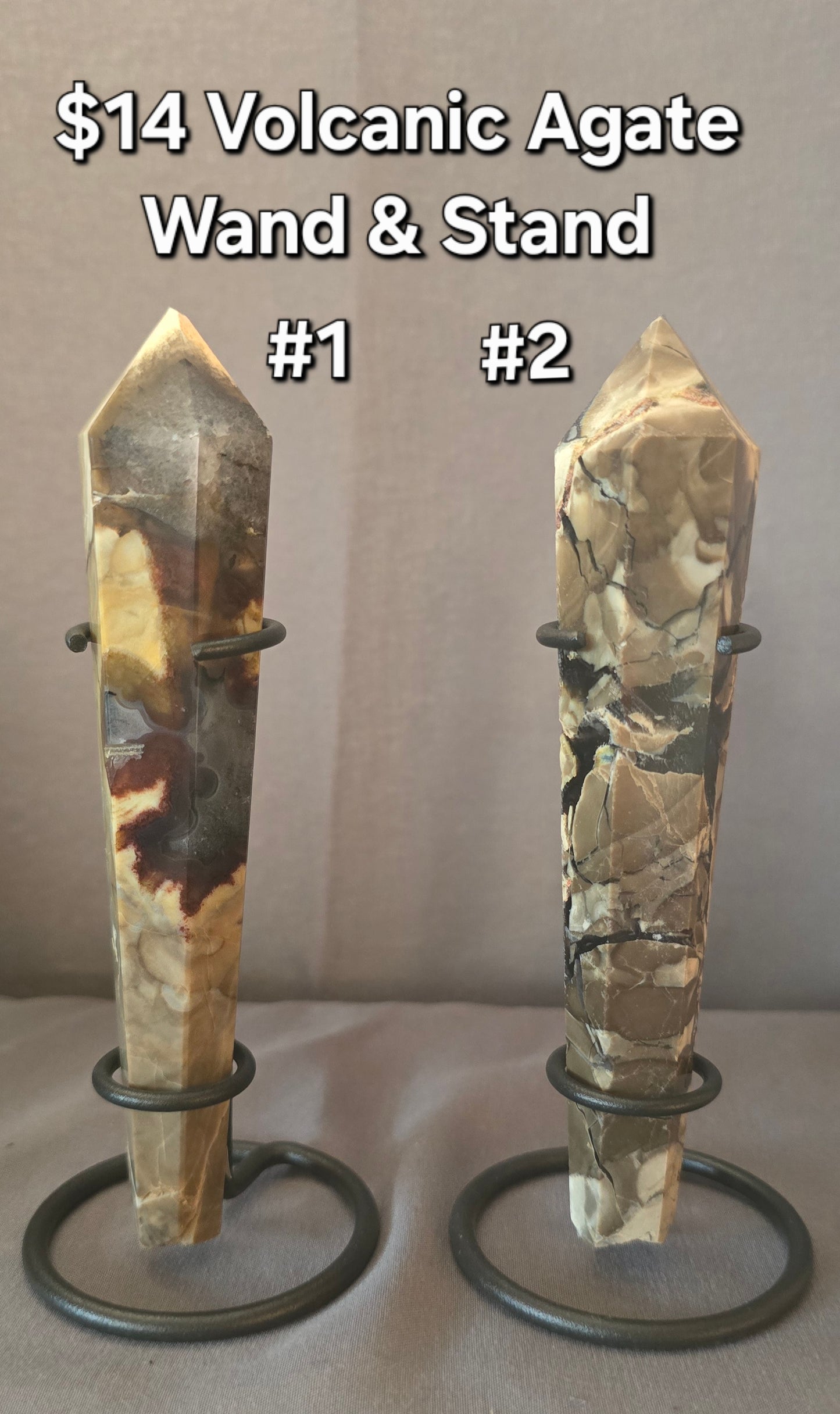 Volcanic Agate Wand & Stand