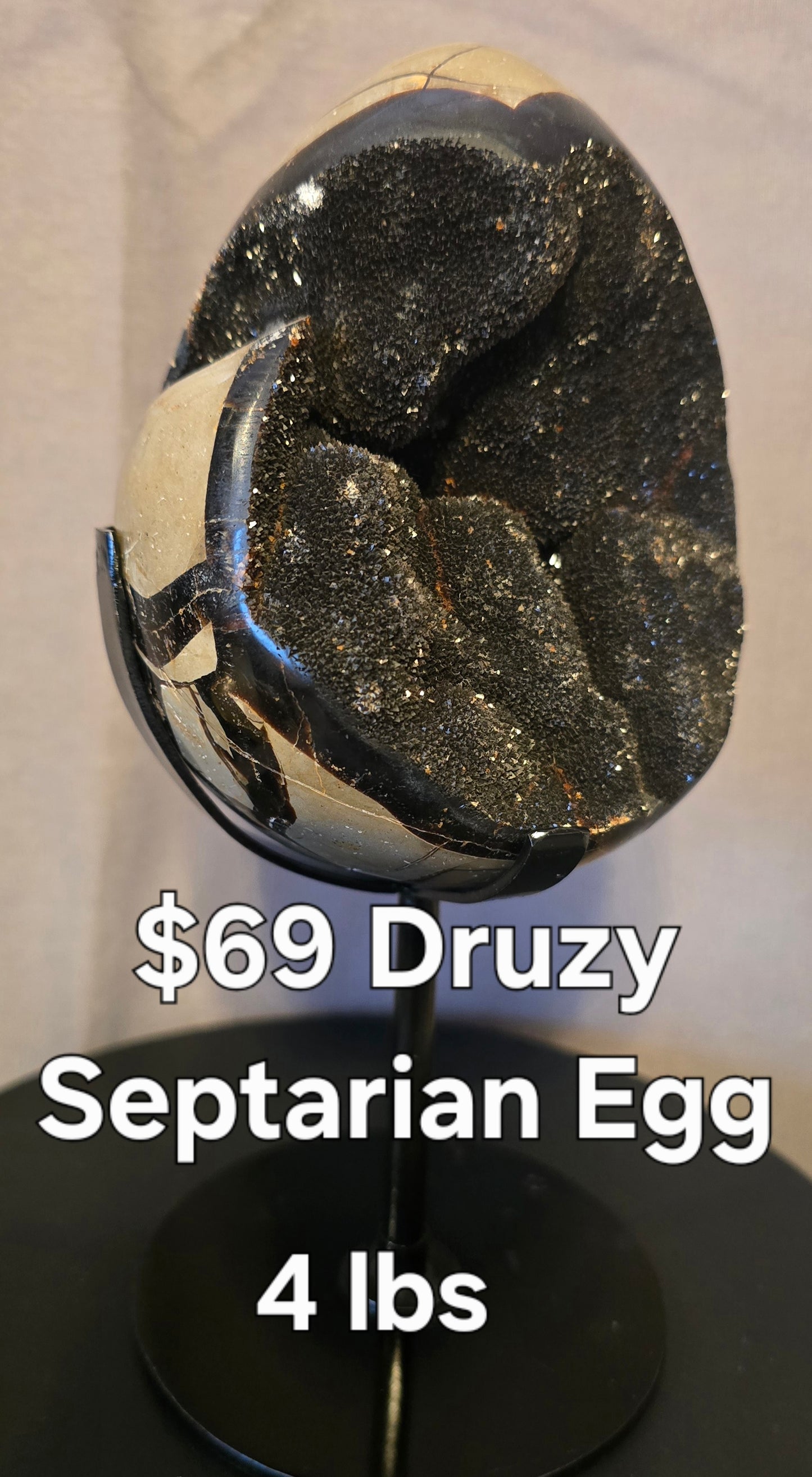 S0382 Druzy Septarian Egg & Stand