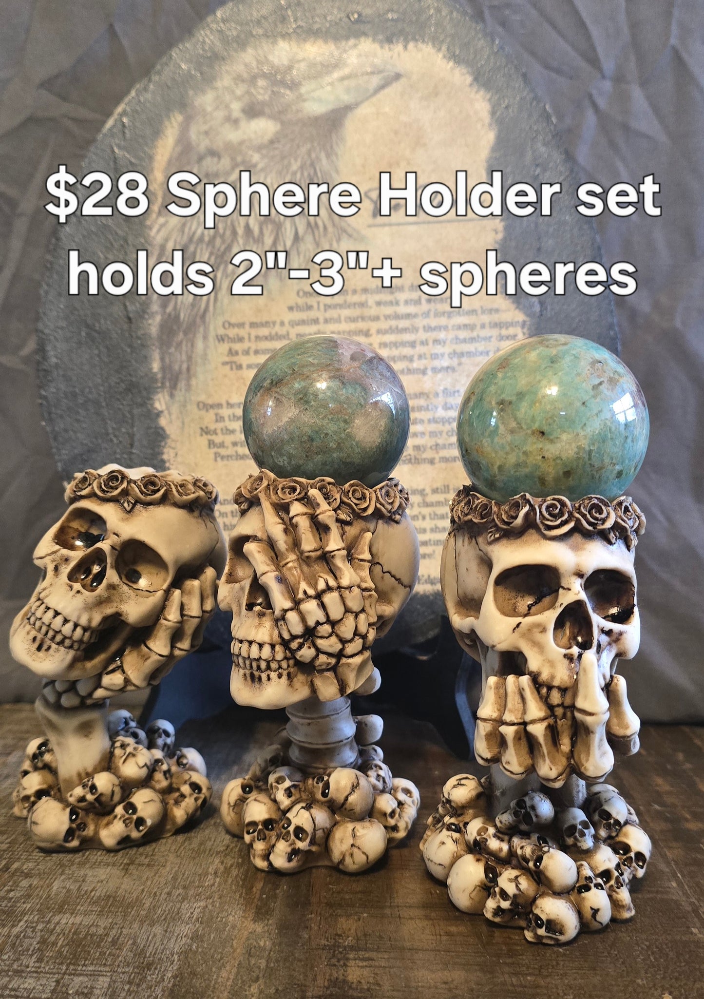 S0145 Resin Skull Sphere Stand Set/3