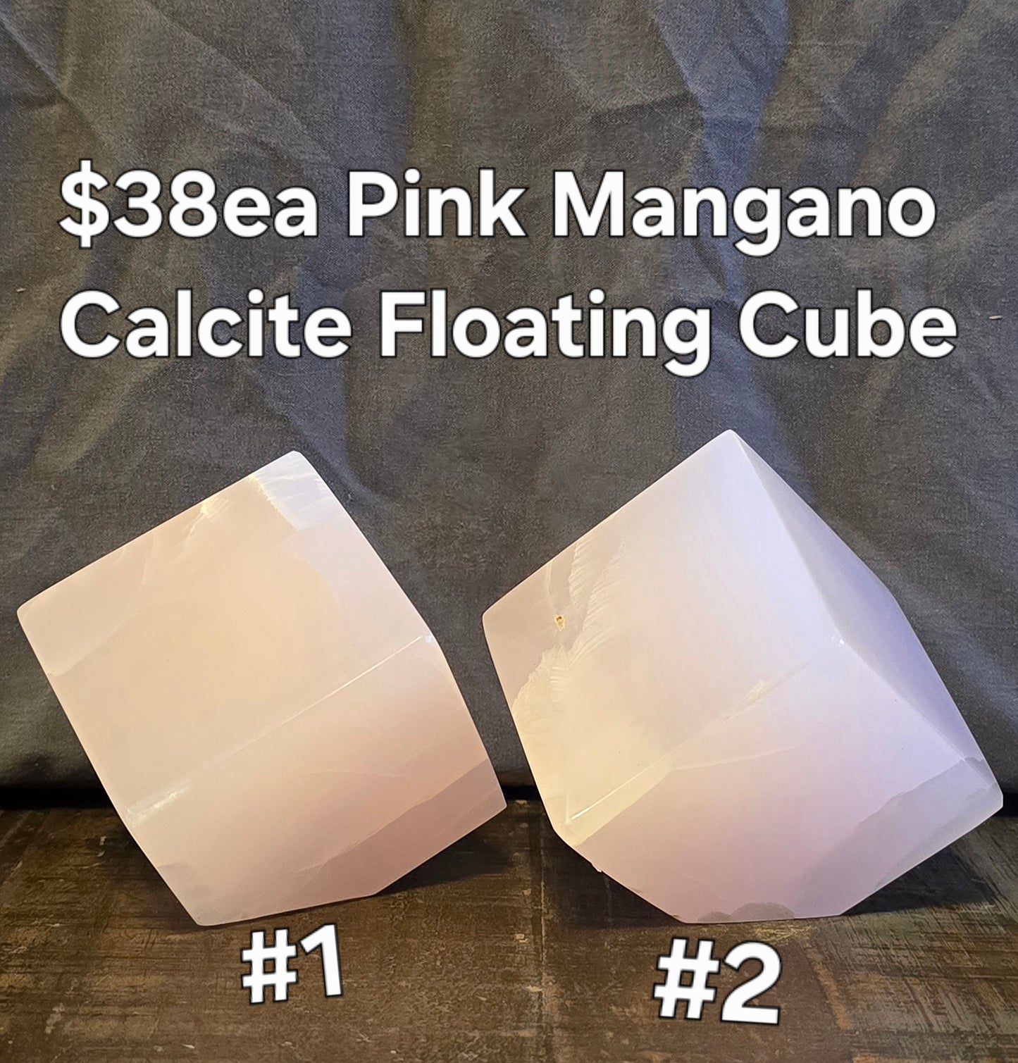 S0288 Pink Mangano Calcite Floating Cube